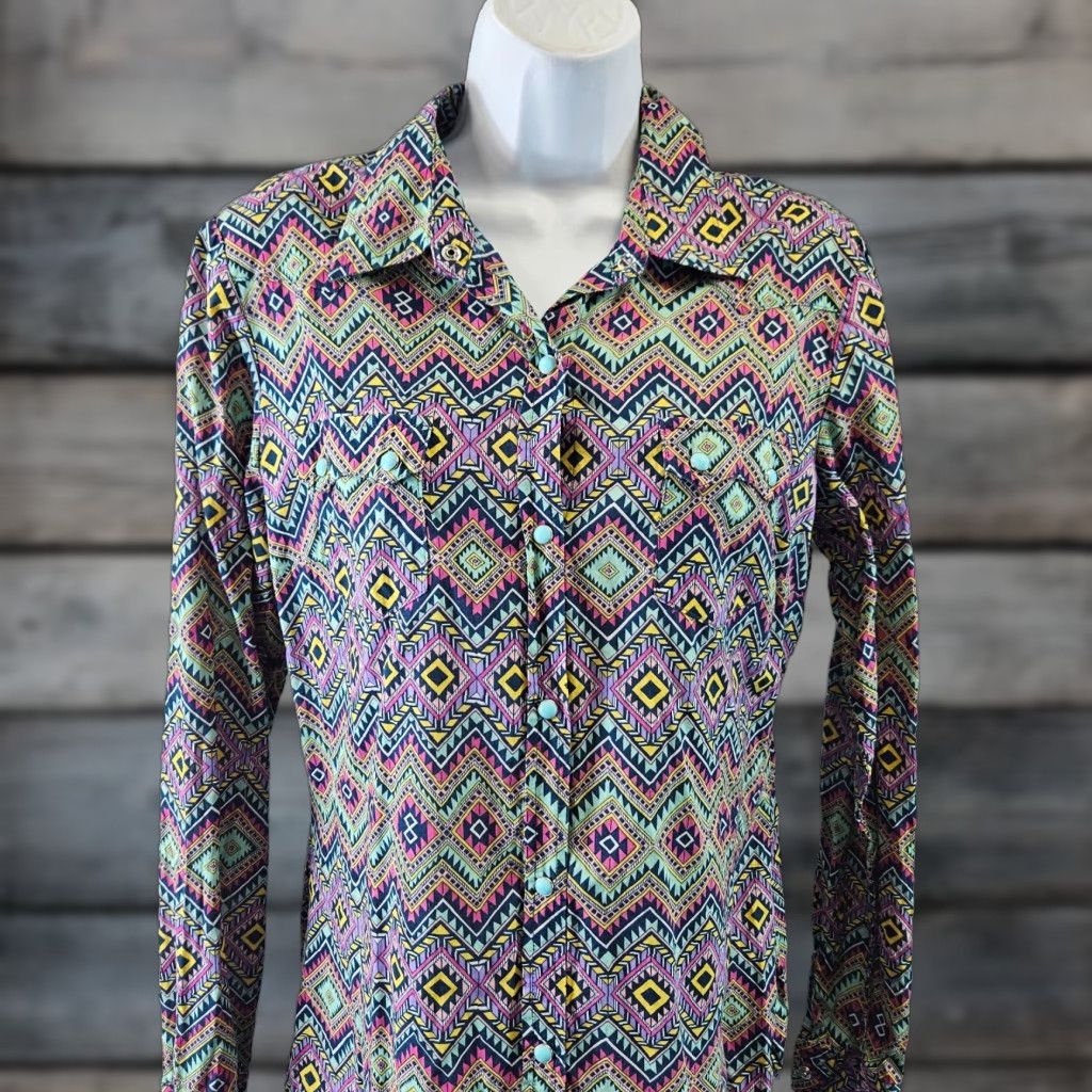 Roper Roper Shirt Womens Pearl Snap Purple Yellow Long Sleeve Cotton Size M Size M / US 6-8 / IT 42-44 - 1 Thumbnail