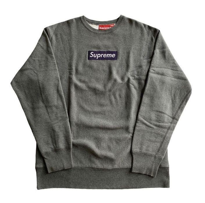 Supreme 1999 Supreme Navy on Dark Grey Box Logo Crewneck