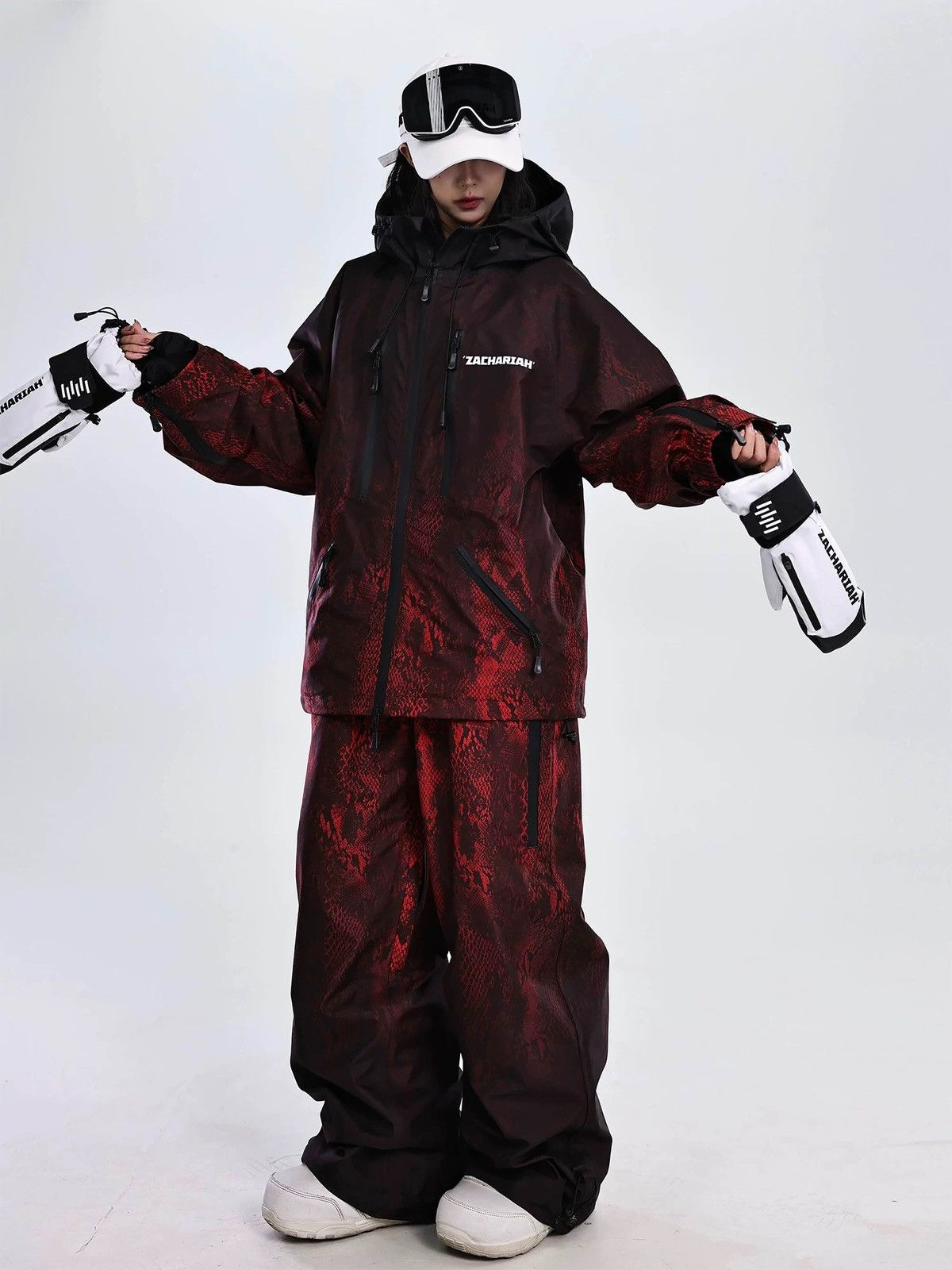 Other Red Scale Snake Pattern Outdoor Windproof Ski Suit Size US 32 / EU 48 - 9 Thumbnail