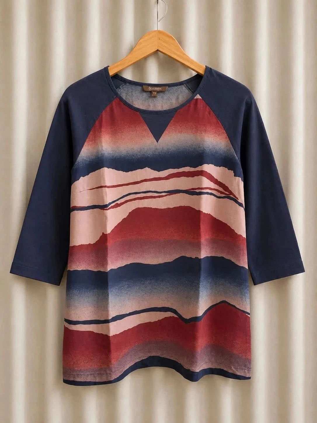 Blouse Bel Air Soie Imprimé Paysage M Fin 2000s / Début in Red, Women's