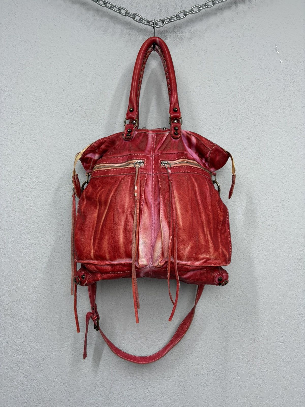KMRii Balenciaga City Style Red Distressed Leather Bag Y2K Archive Size ONE SIZE - 1 Thumbnail