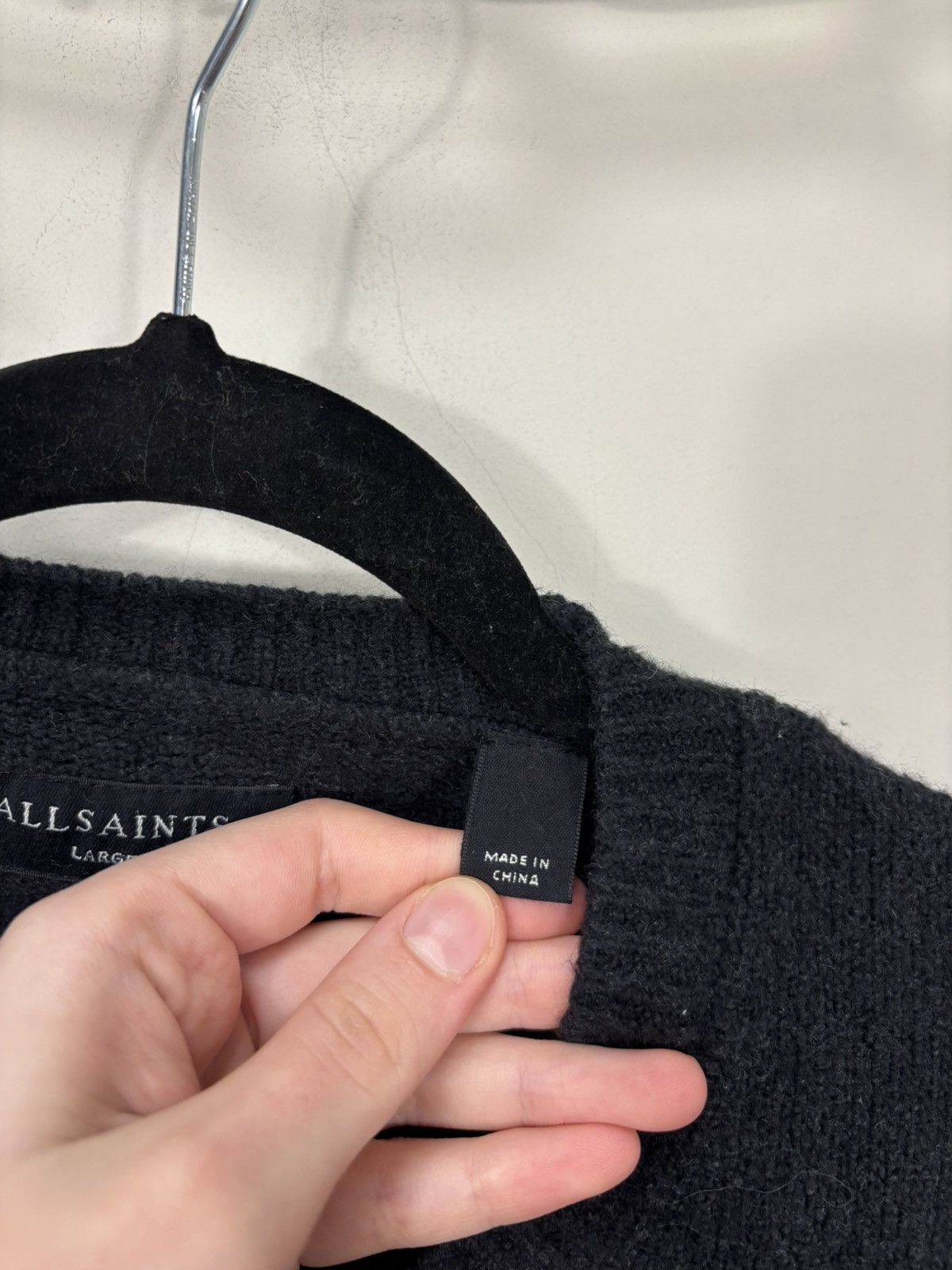 Allsaints AllSaints Men’s Olnar Crew Black/Grey Cotton Blend Sweater Size US L / EU 52-54 / 3 - 7 Thumbnail