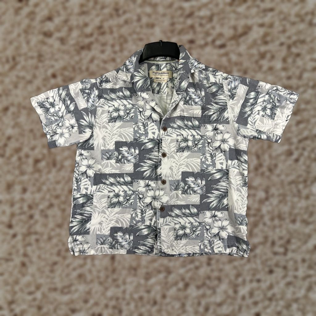 Tommy Bahama Tommy Bahama Shirt Men Small Gray Floral Silk Button-Up Short Sleeve Vacation Aloha Beach Resort - Mens Size US S / EU 44-46 / 1 - 1 Thumbnail