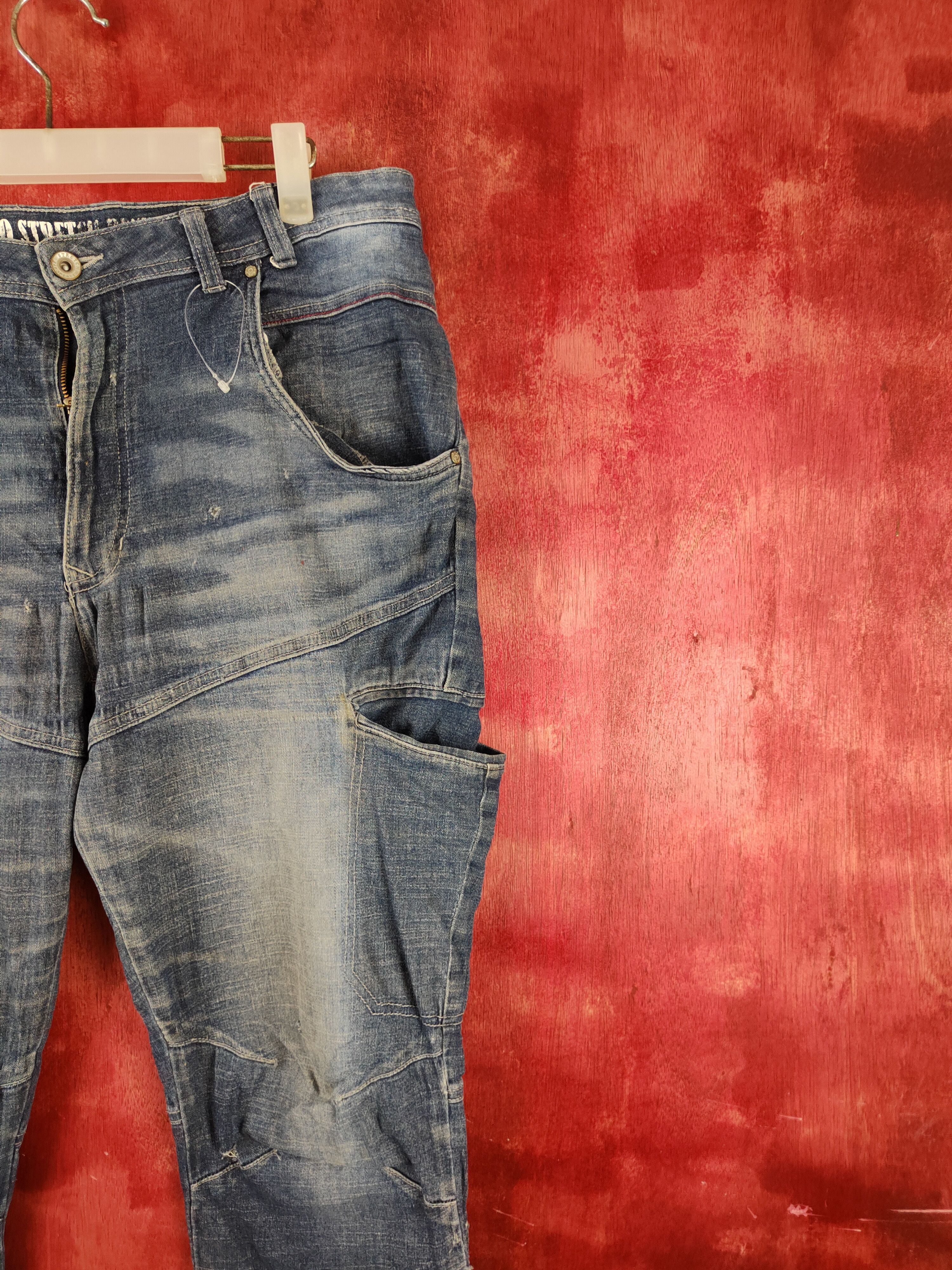 Japanese Brand FieldCore Blue Distressed Ripped Stretch Jeans #S2125 Size US 34 / EU 50 - 6 Thumbnail