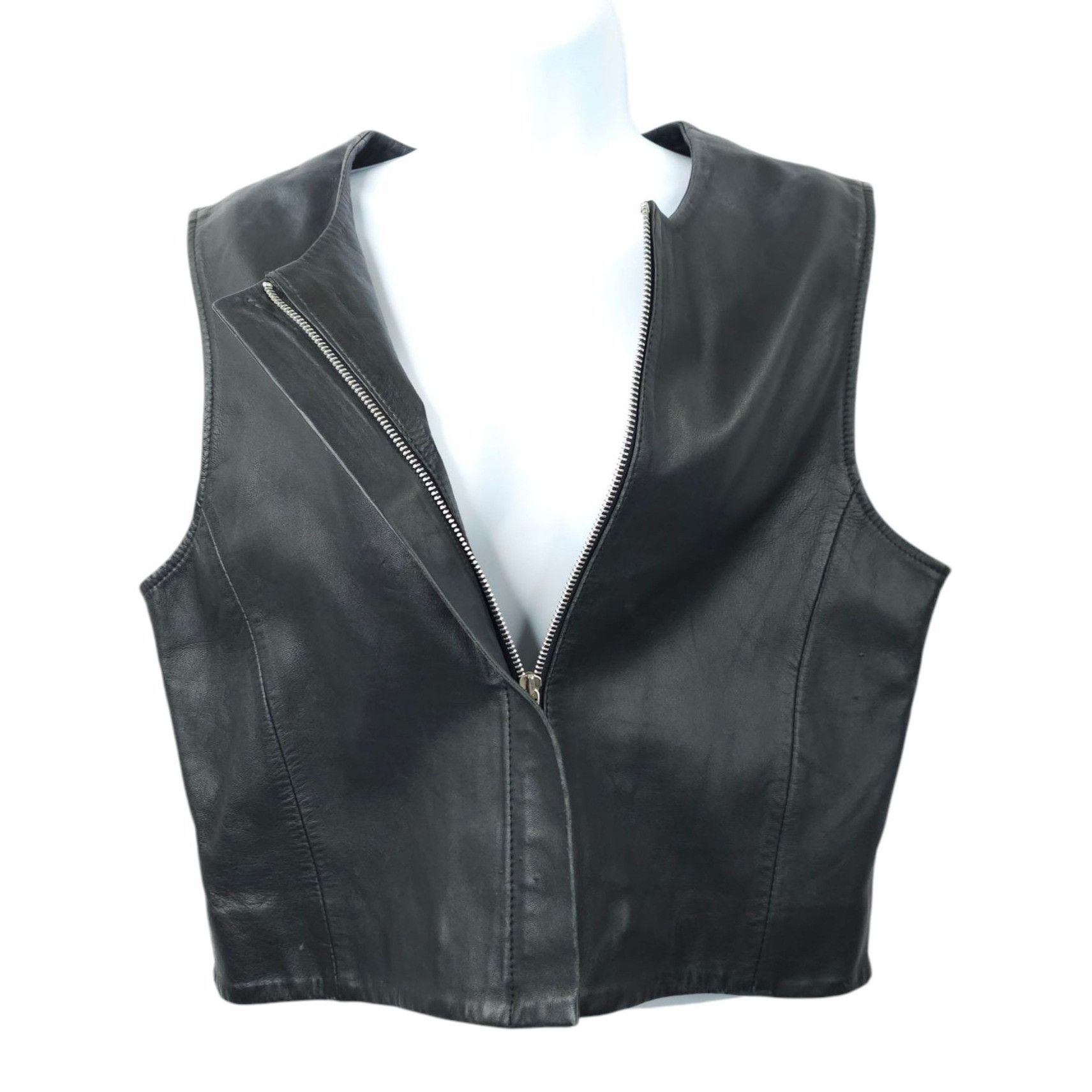 Other Saguaro Black Leather Vest Womens Size L Placket Covered Zip Size L / US 10 / IT 46 - 3 Thumbnail