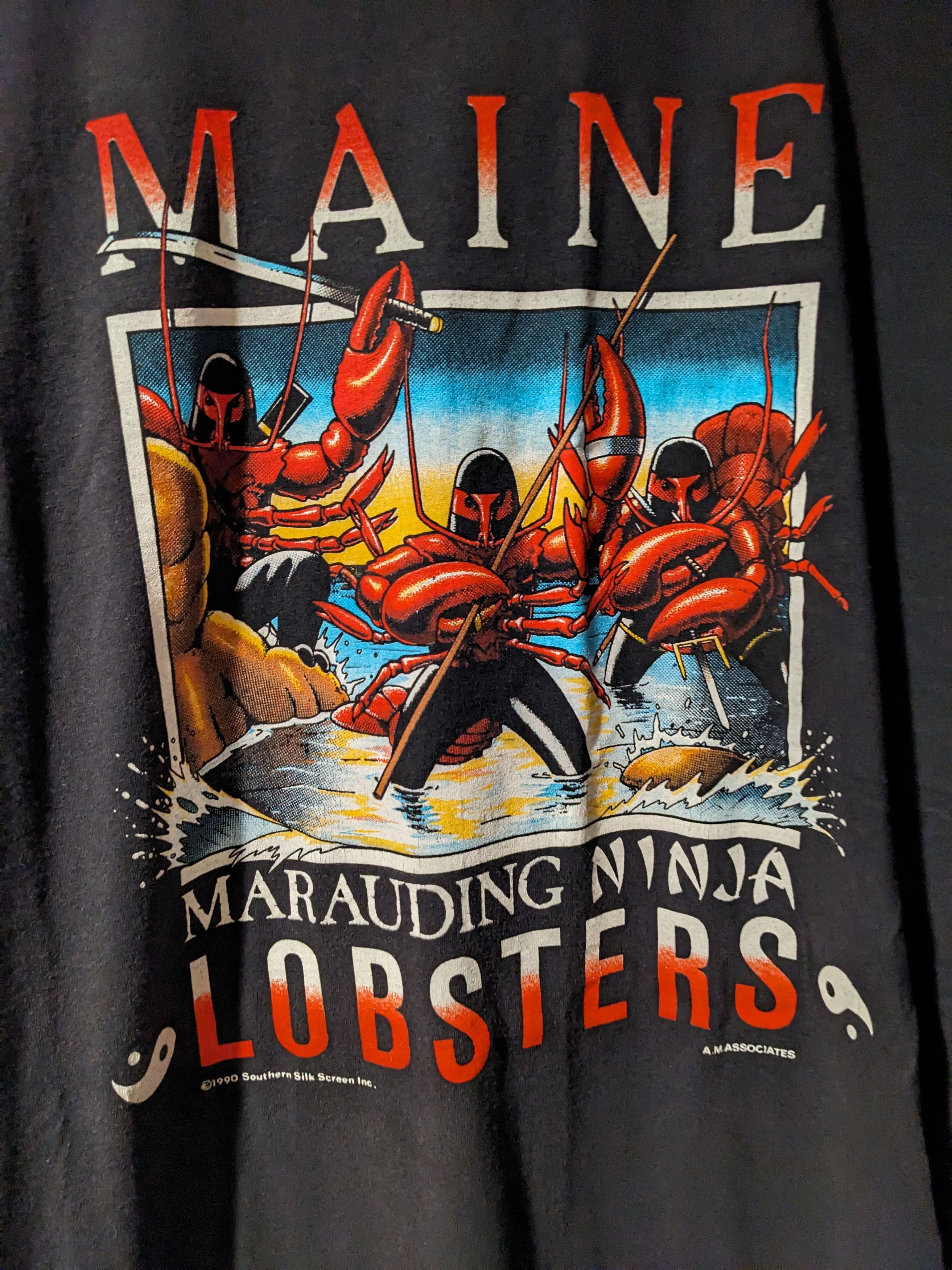 Vintage Vintage 1990 Maine Marauding Ninja Lobsters Animal T-Shirt Size US XL / EU 56 / 4 - 2 Thumbnail