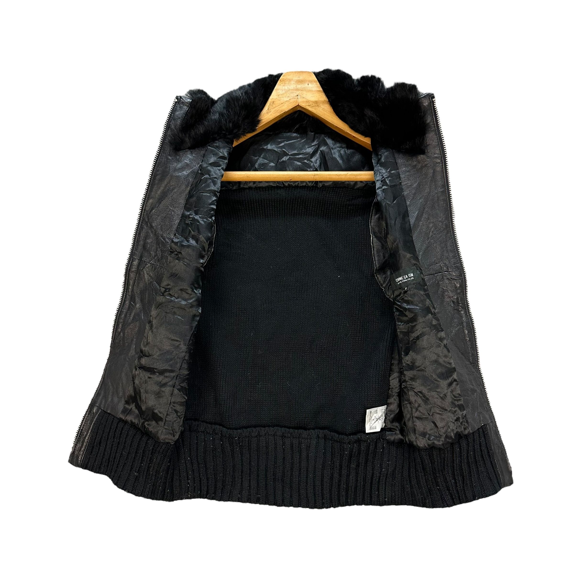 Comme Ca Ism Comme Ca Ism Rabbit Fur Leather Part Hybrid Vest #A9-0222 Size US S / EU 44-46 / 1 - 6 Thumbnail
