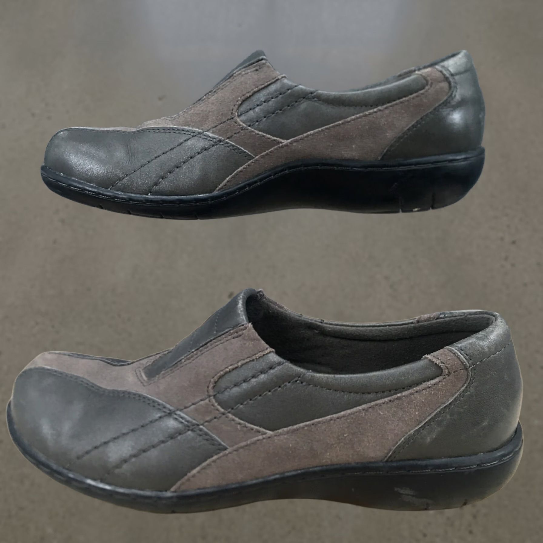 Clarks Clarks Bendables Womens 8.5 M Casual Comfort Slip On Loafer Flats Gray Leather Size US 6 / IT 36 - 1 Thumbnail