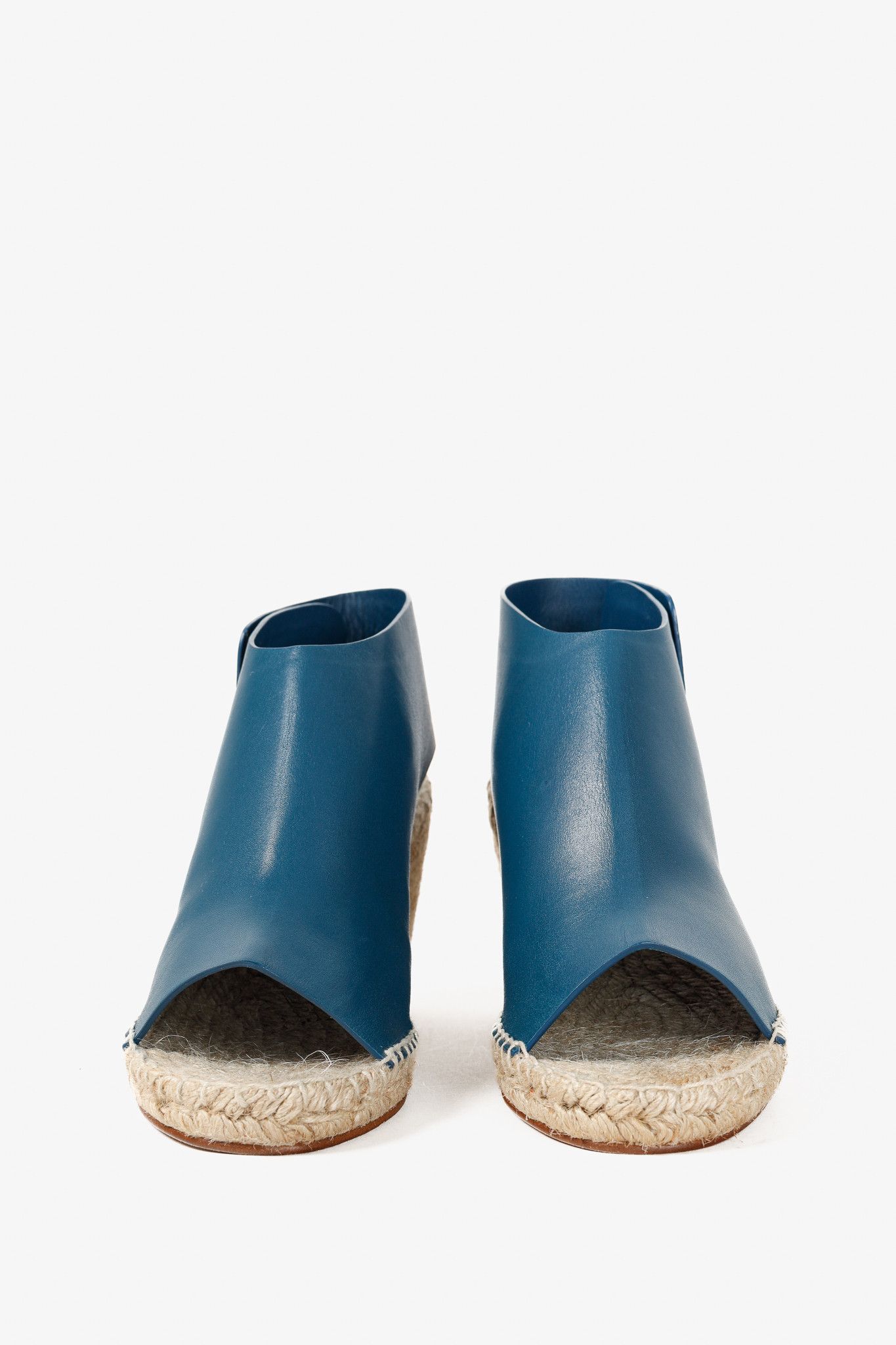 Celine Celine Blue Leather Wedge Espadrilles Size US 7.5 / IT 37.5 - 2 Thumbnail