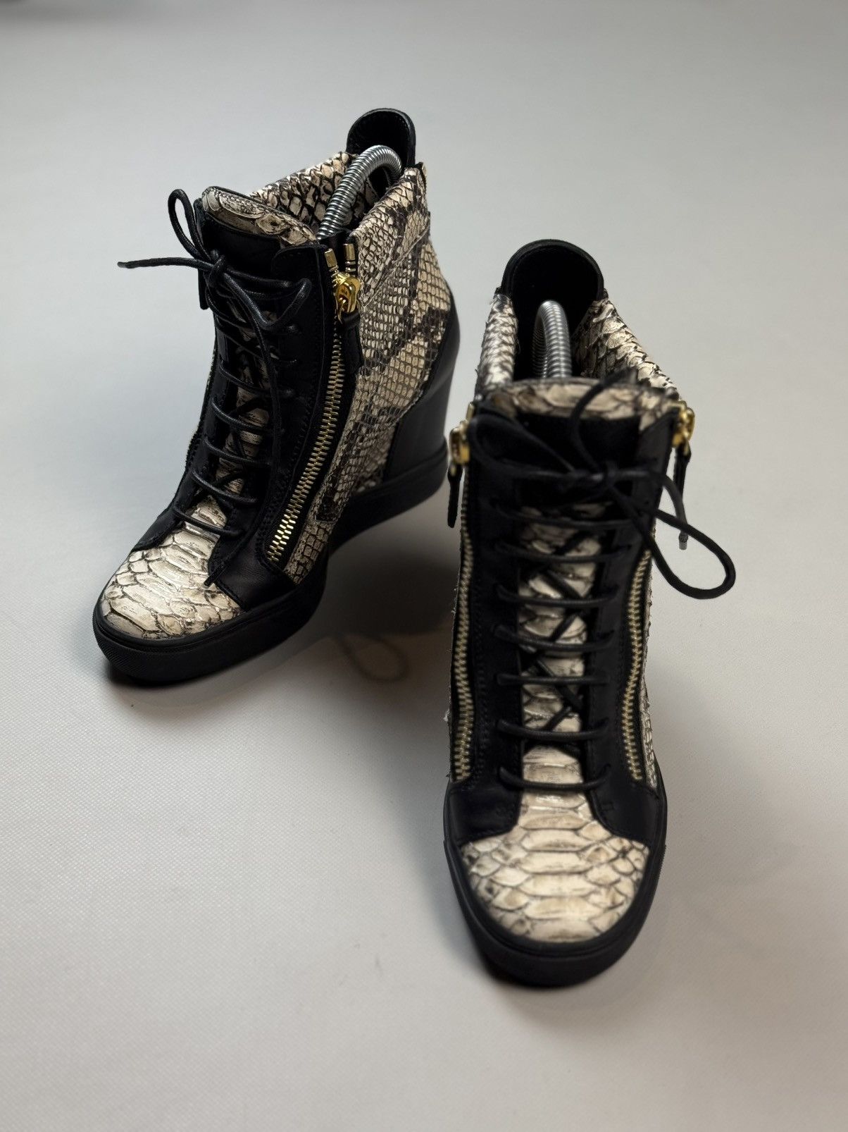 Giuseppe Zanotti Zanotti Python Embossed Leather Coby High Top Sneakers Shoes Size US 8.5 / IT 38.5 - 10 Thumbnail
