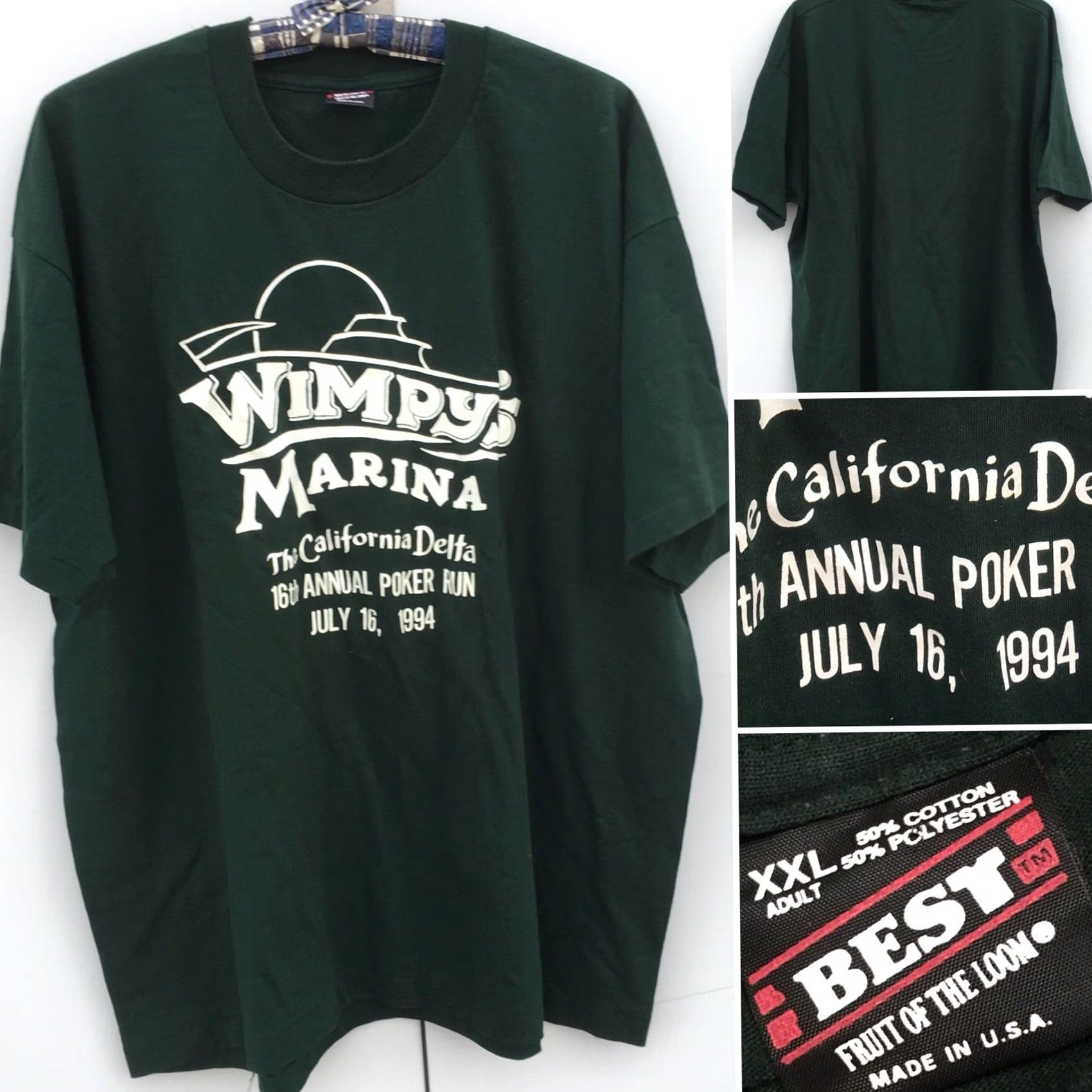 Fruit Of The Loom Vintage Wimpys Marina California Delta Poker Run 1994 T Shirt Size XXL 2XL 90s Size US XXL / EU 58 / 5 - 2 Thumbnail