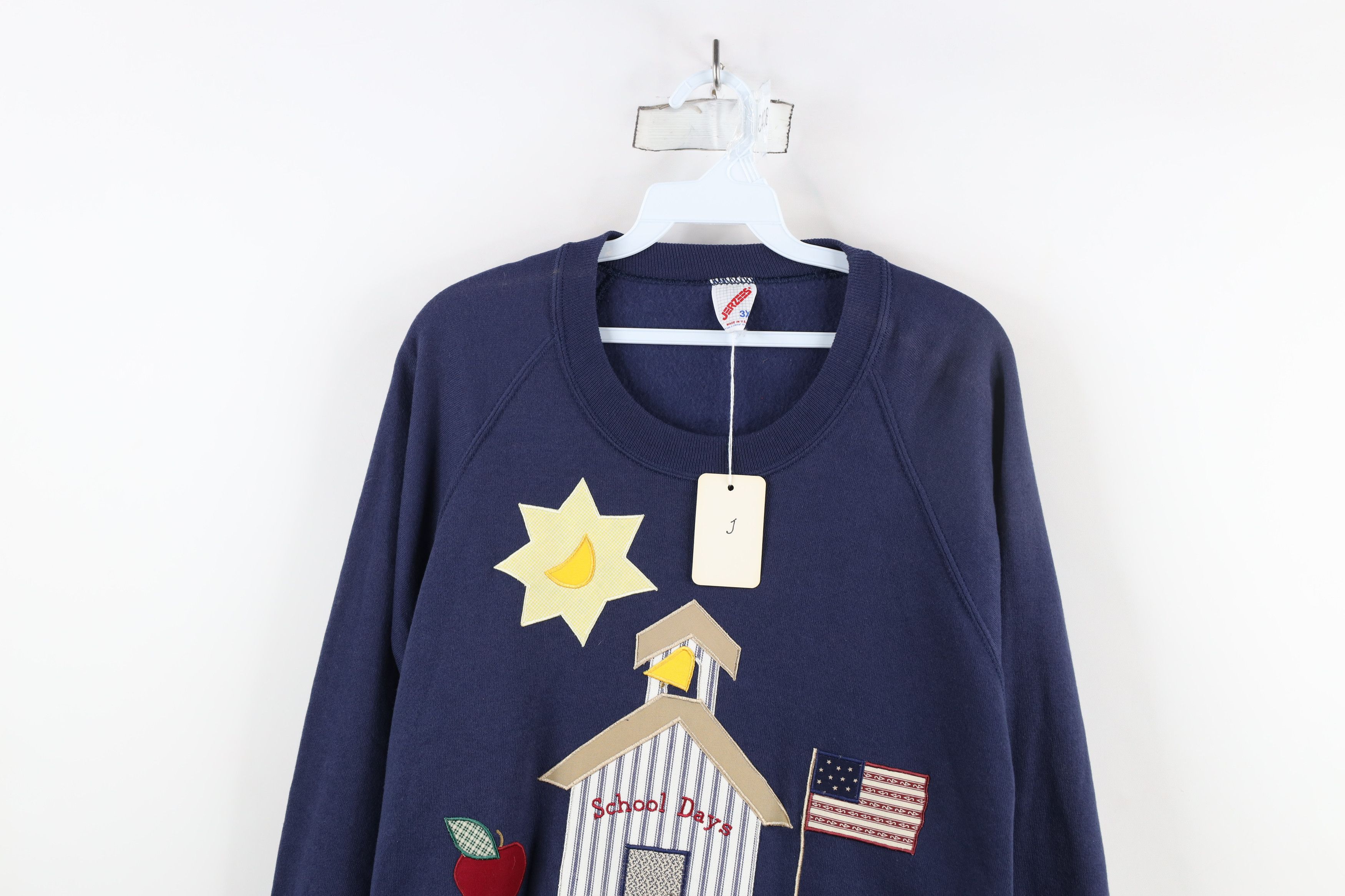 Vintage Deadstock Vintage 90s Streetwear School Patch Sweatshirt USA Size 3XL / US 20-22 - 2 Thumbnail