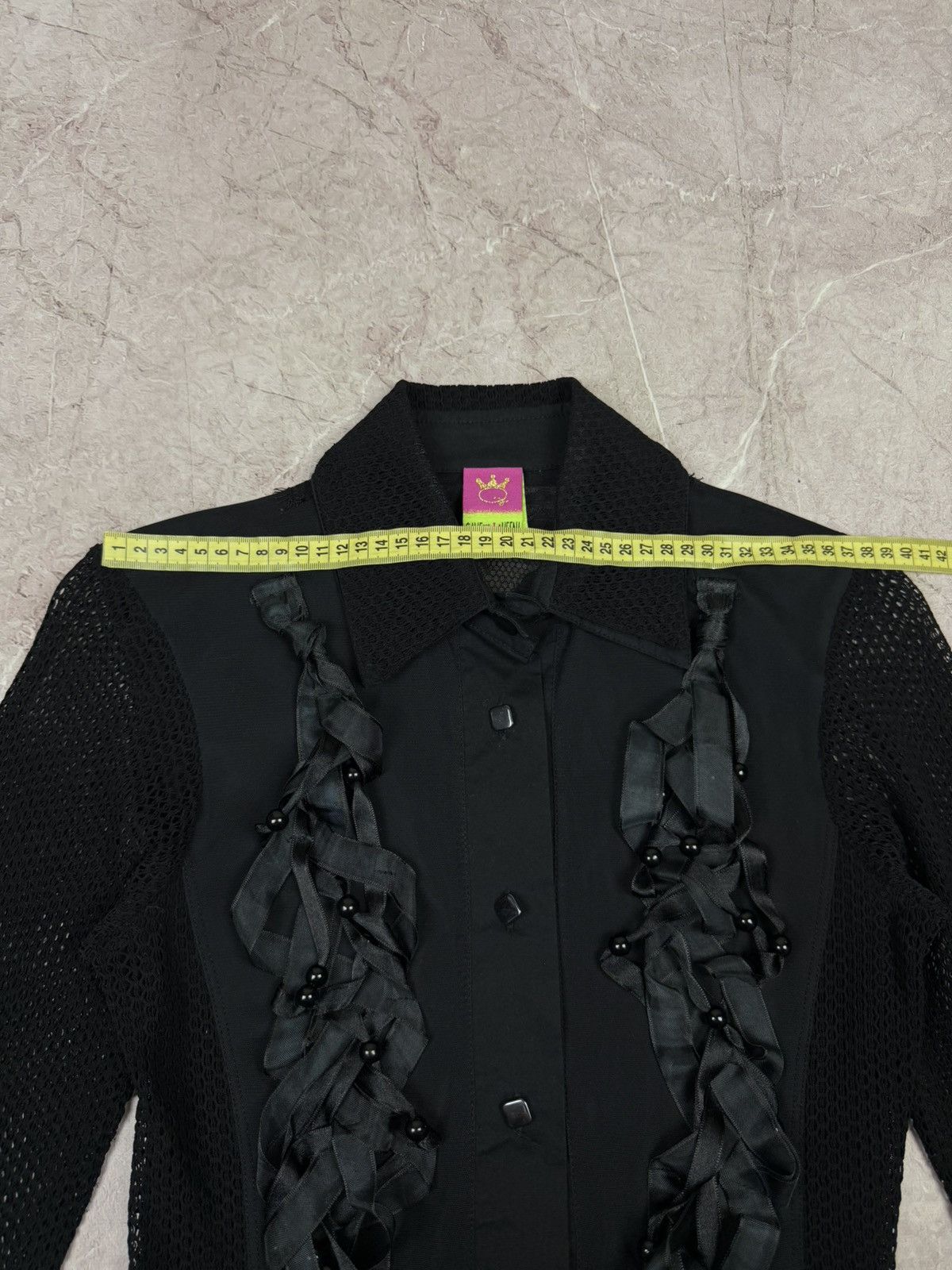 Jean Paul Gaultier Vintage Save The Queen! Mesh & Lace Gothic Ruffle Blouse Size S / US 4 / IT 40 - 15 Thumbnail