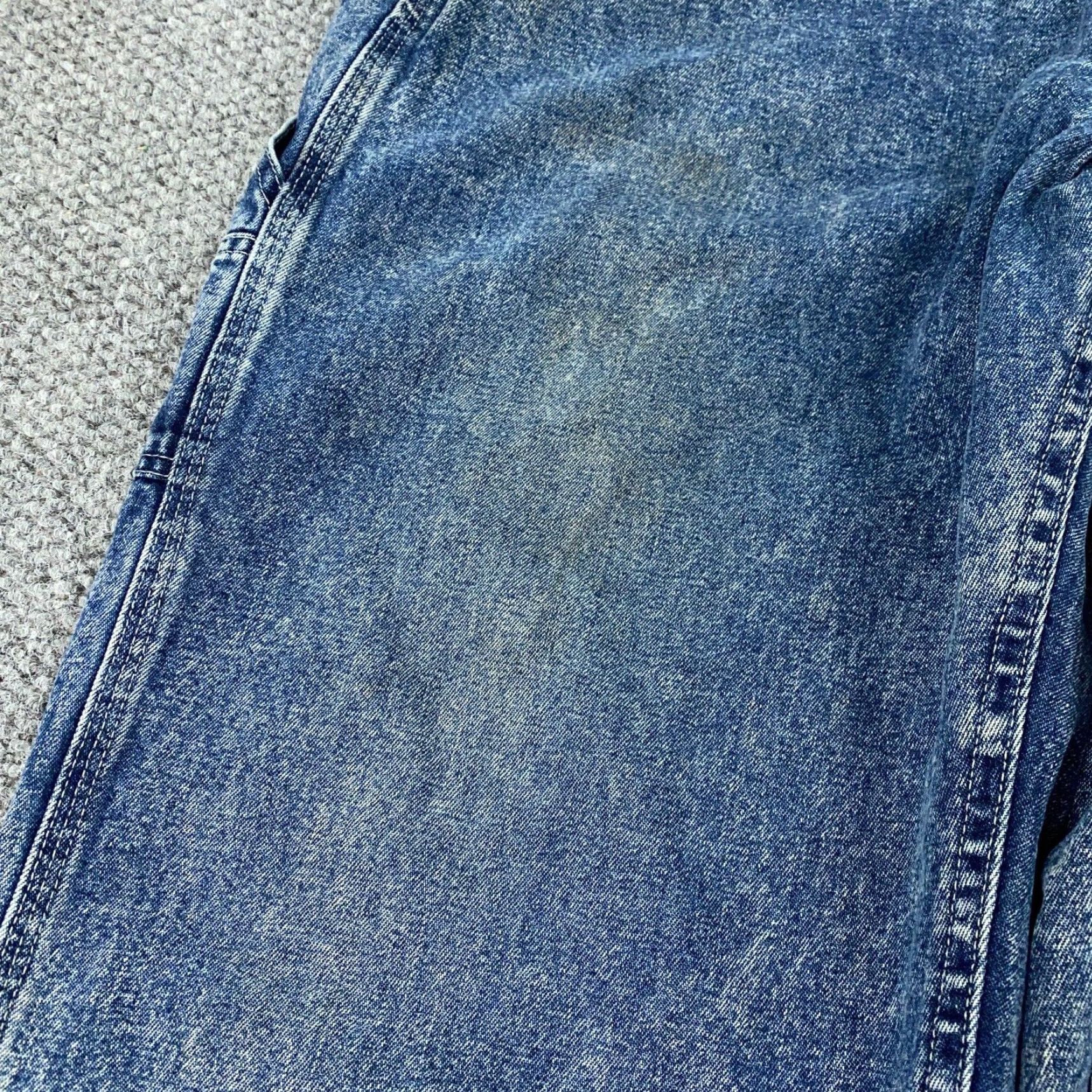Lee VTG Lee Jeans Carpenter Mens 38x32 Blue Acid Wash Baggy Loose USA Denim 5-Pocket 80s 90s Grunge Retro Short? Size US 42 / EU 58 - 5 Thumbnail