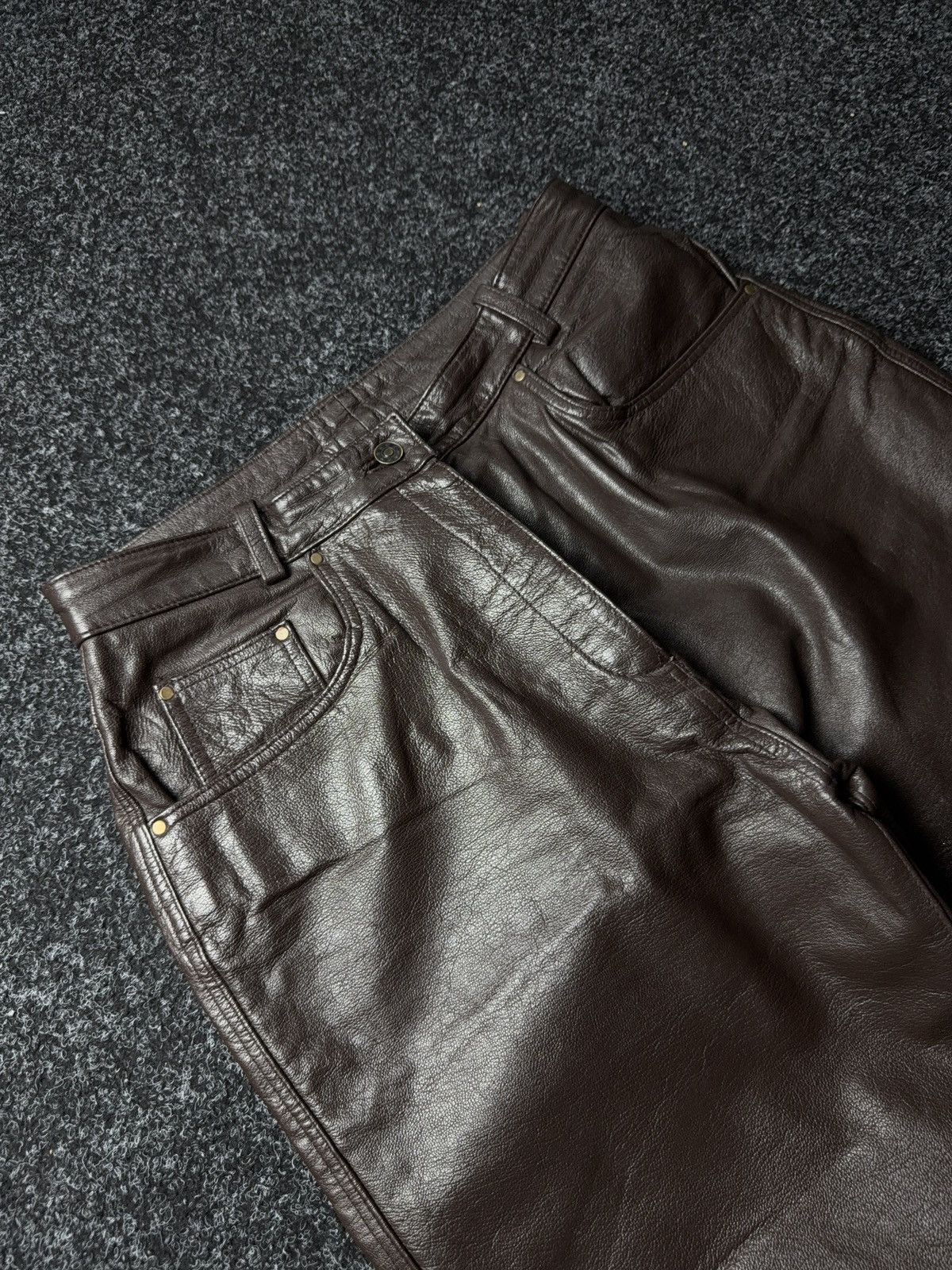 Leather Y2K Vintage Leather Pants Opium Style Alt Biker USA Rare Size US 33 - 6 Thumbnail