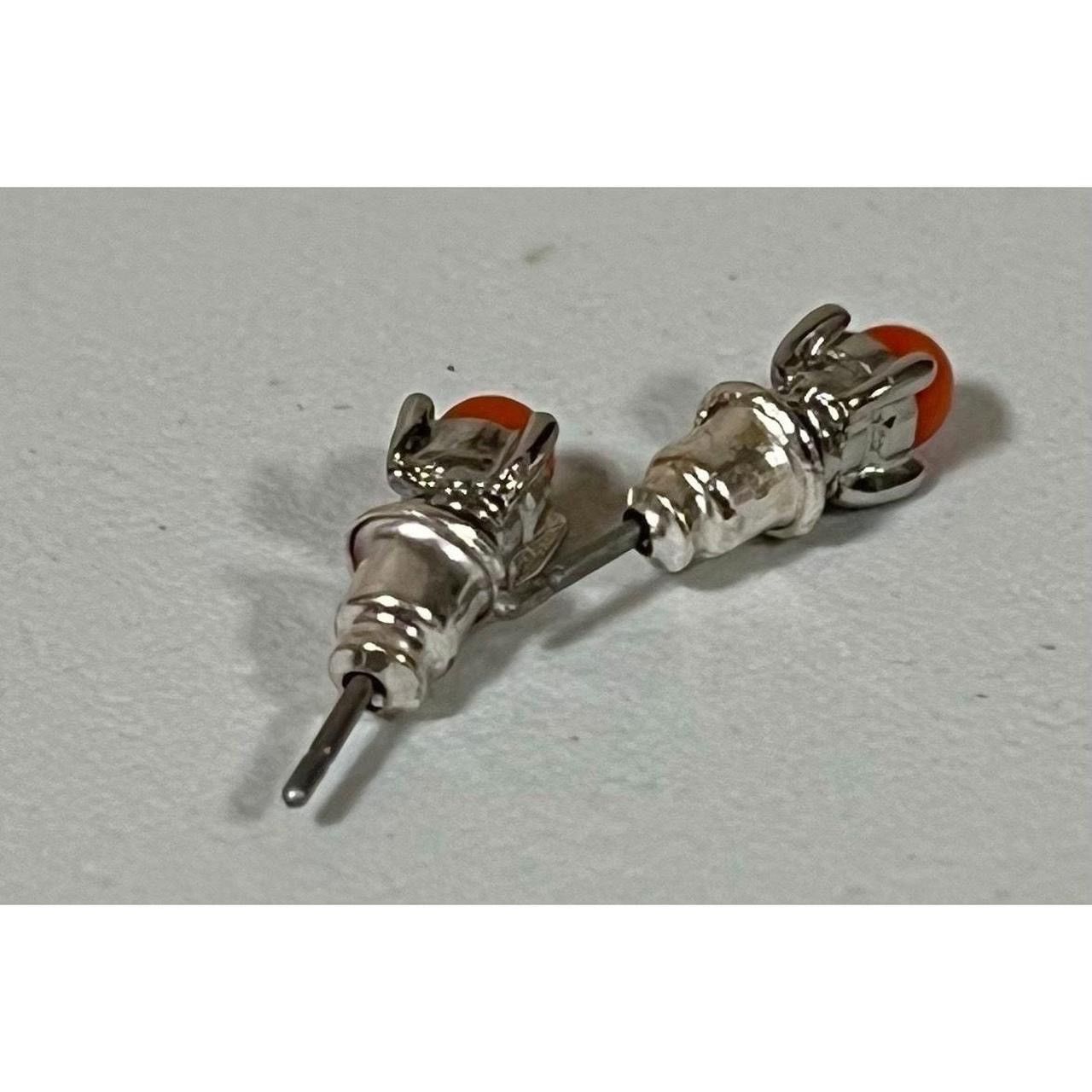 Jewelry × Vintage Silver Orange Crystal Gemstone Studs Pair Earrings Jewelry 🍊 Size ONE SIZE - 5 Thumbnail