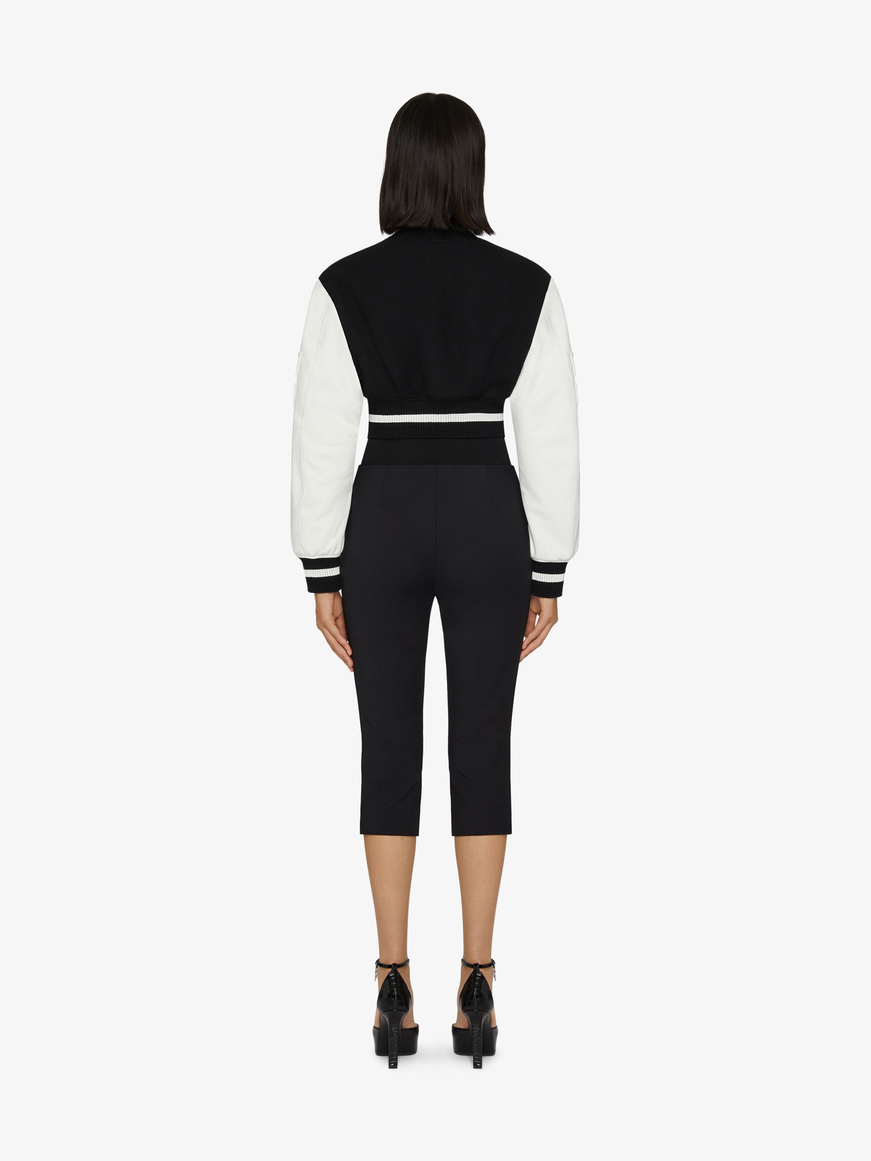 Givenchy o1srvl11e0725 Cropped Varsity Sleeves New Rib in Black/White Size S / US 4 / IT 40 - 4 Thumbnail