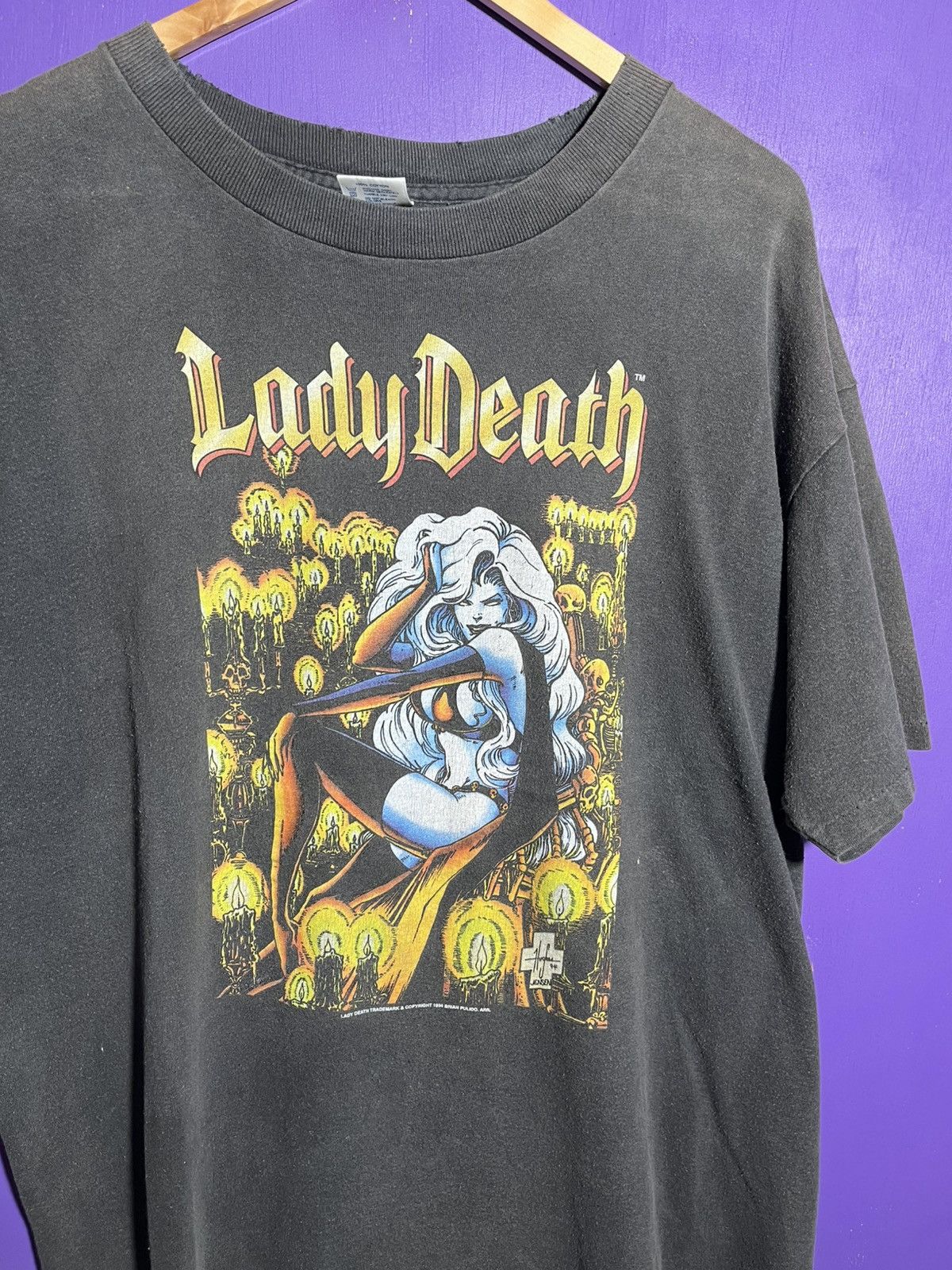 Marvel Comics × Vintage Vintage 1994 Marvel Lady Death faded t-shirt Size US XL / EU 56 / 4 - 3 Thumbnail