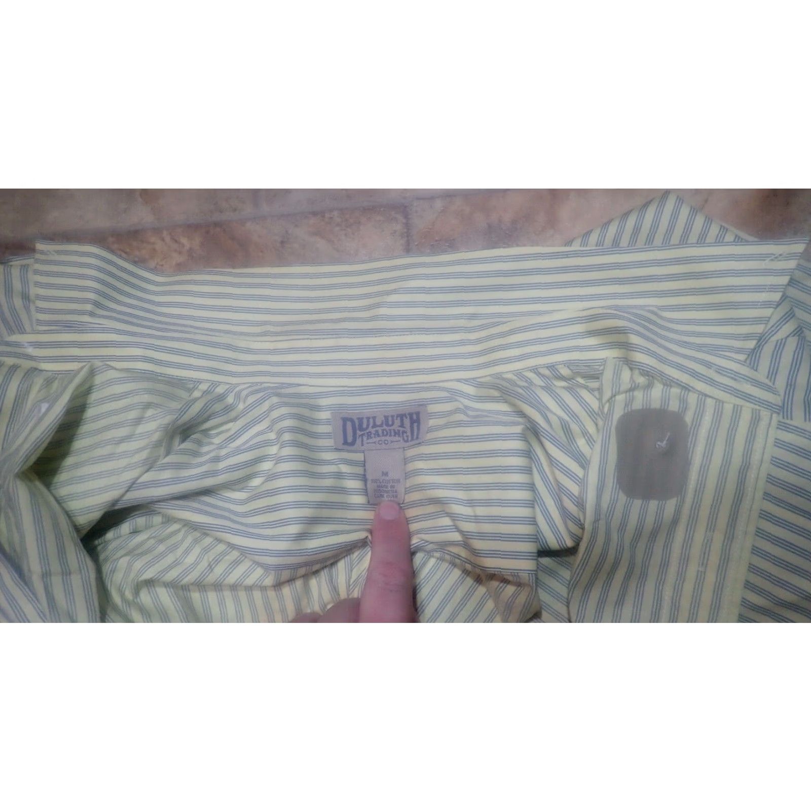 Vintage Duluth Trading Men's Wrinkle Fighter Button-Up Shirt, Relaxed Fit, Yellow Stripe, Size M, Casual/Business, Long Sleeve, Cotton, Pocket, Modern, Mens Size US M / EU 48-50 / 2 - 5 Thumbnail
