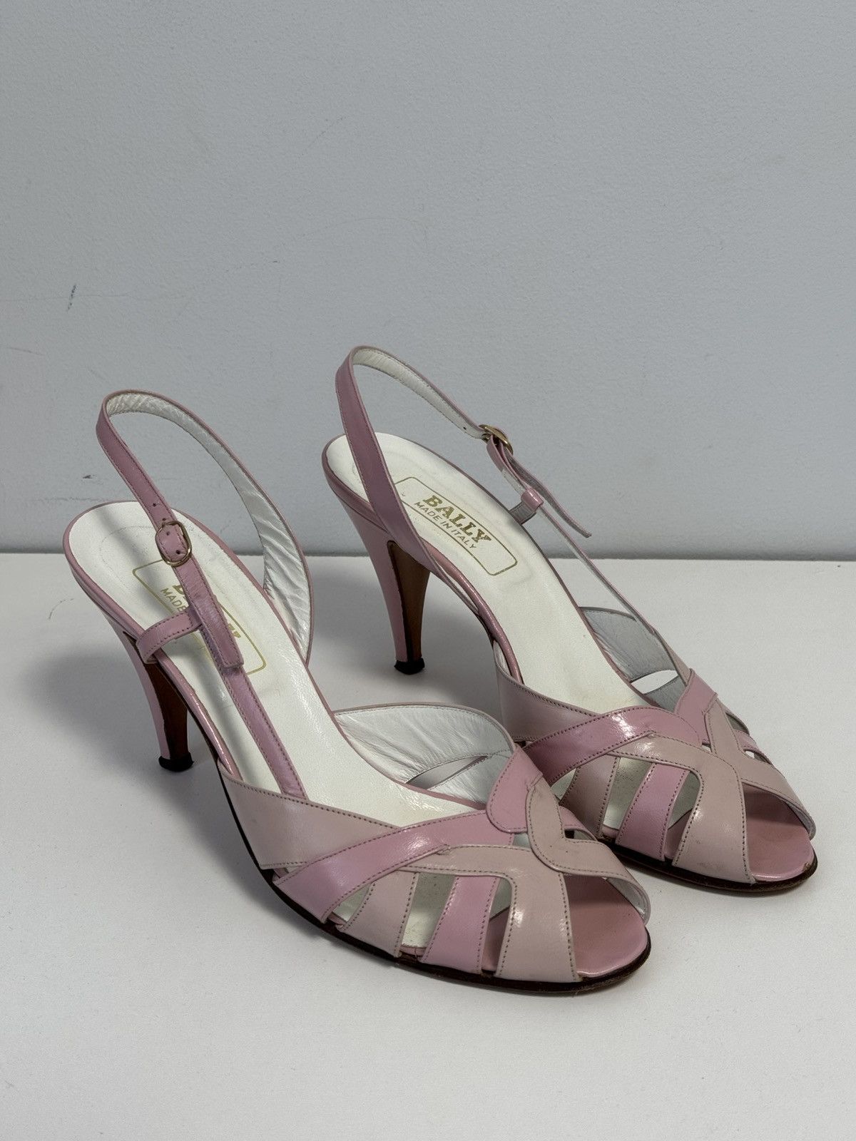 Bally Bally Pink Leather Slingback Heels Peep Toe Strappy Pumps Size US 10 / IT 40 - 1 Thumbnail