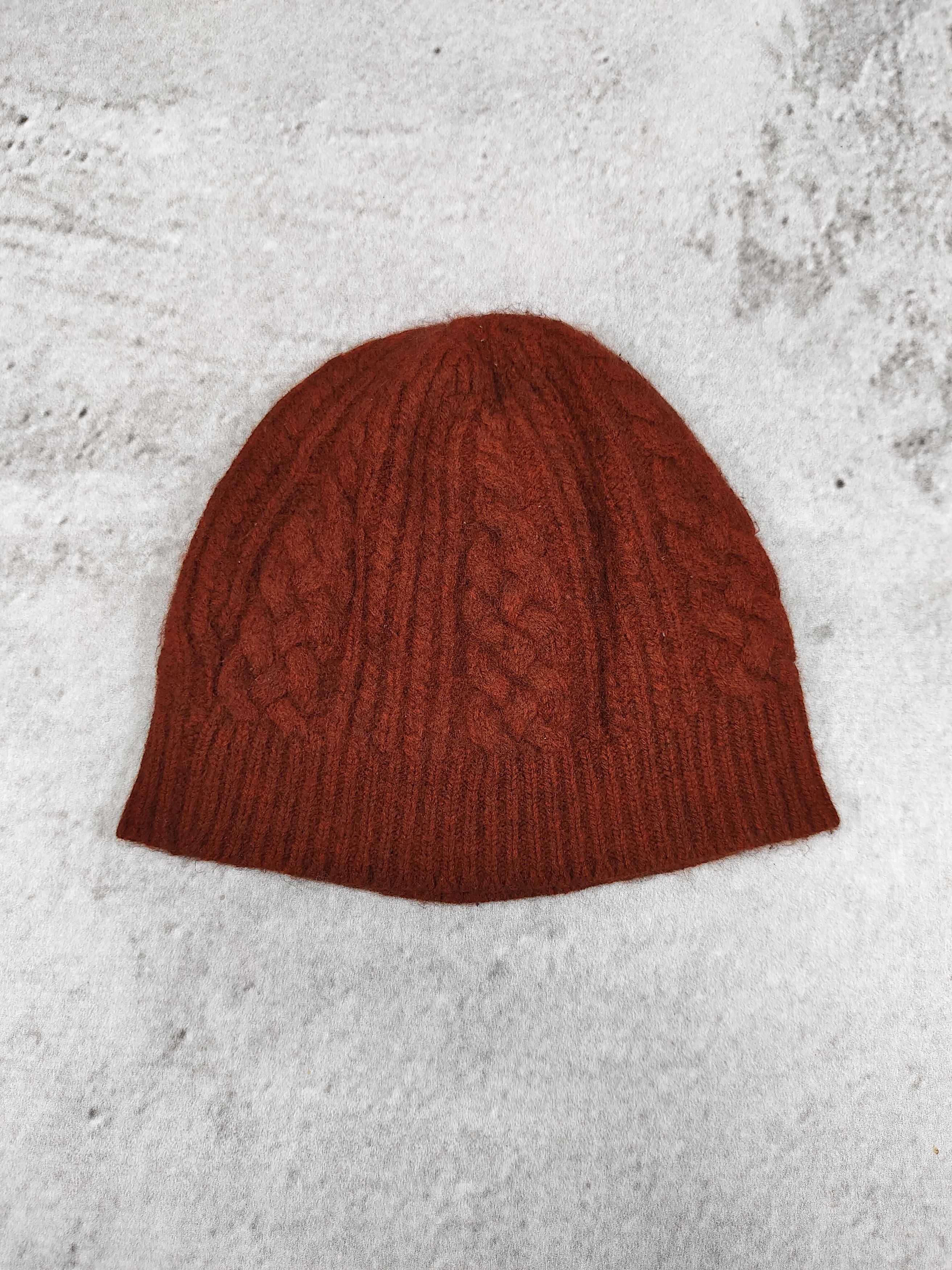 Margaret Howell 2000s Margaret Howell-Wool Rust Orange Cable Knit Beanie Hat Size ONE SIZE - 4 Thumbnail
