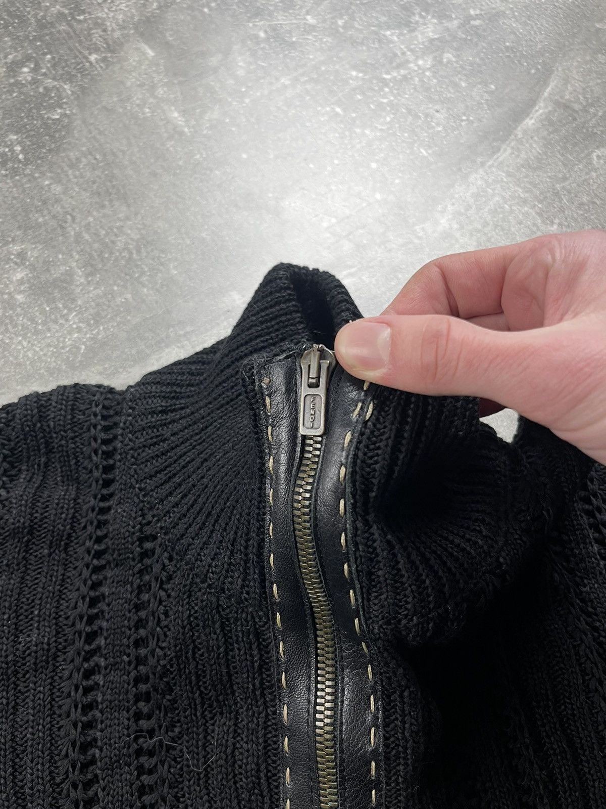 Fendi Fendi Vintage Luxury Ribbed Knit Cotton Zip Cardigan Black Size US M / EU 48-50 / 2 - 9 Thumbnail