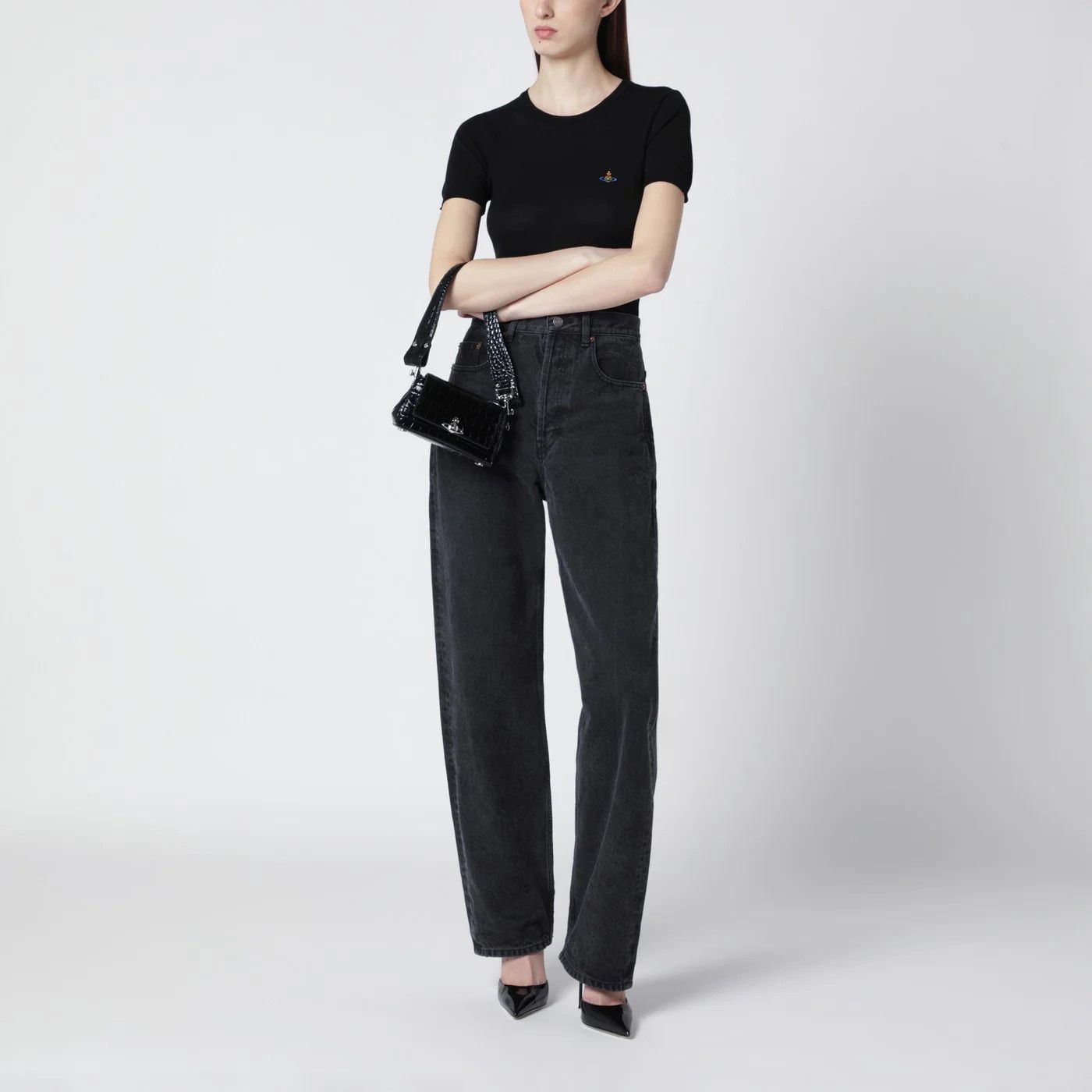 Vivienne Westwood o1d2blof0526 Cotton Short Sleeve T-Shirt in Black Size S / US 4 / IT 40 - 2 Thumbnail