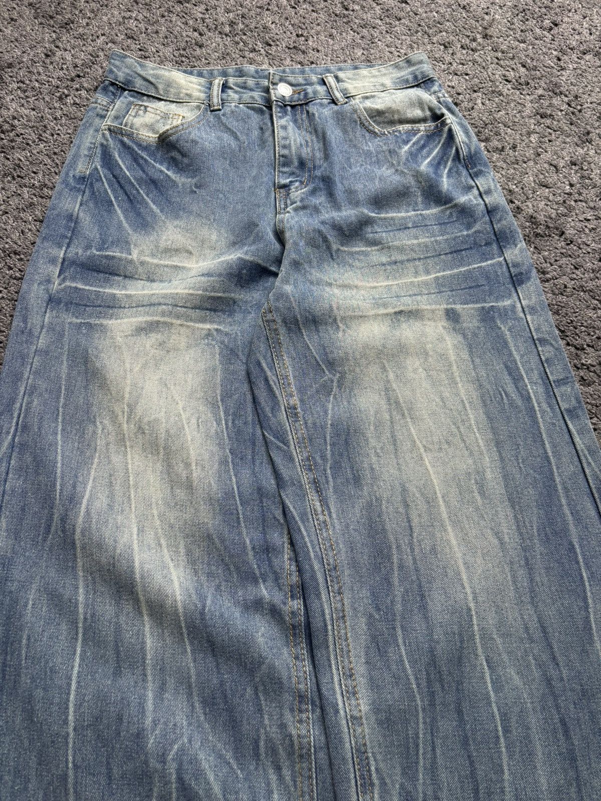 Jean × Vintage Vintage very rare wide leg electric thunder blue baggy jeans Size US 33 - 7 Thumbnail
