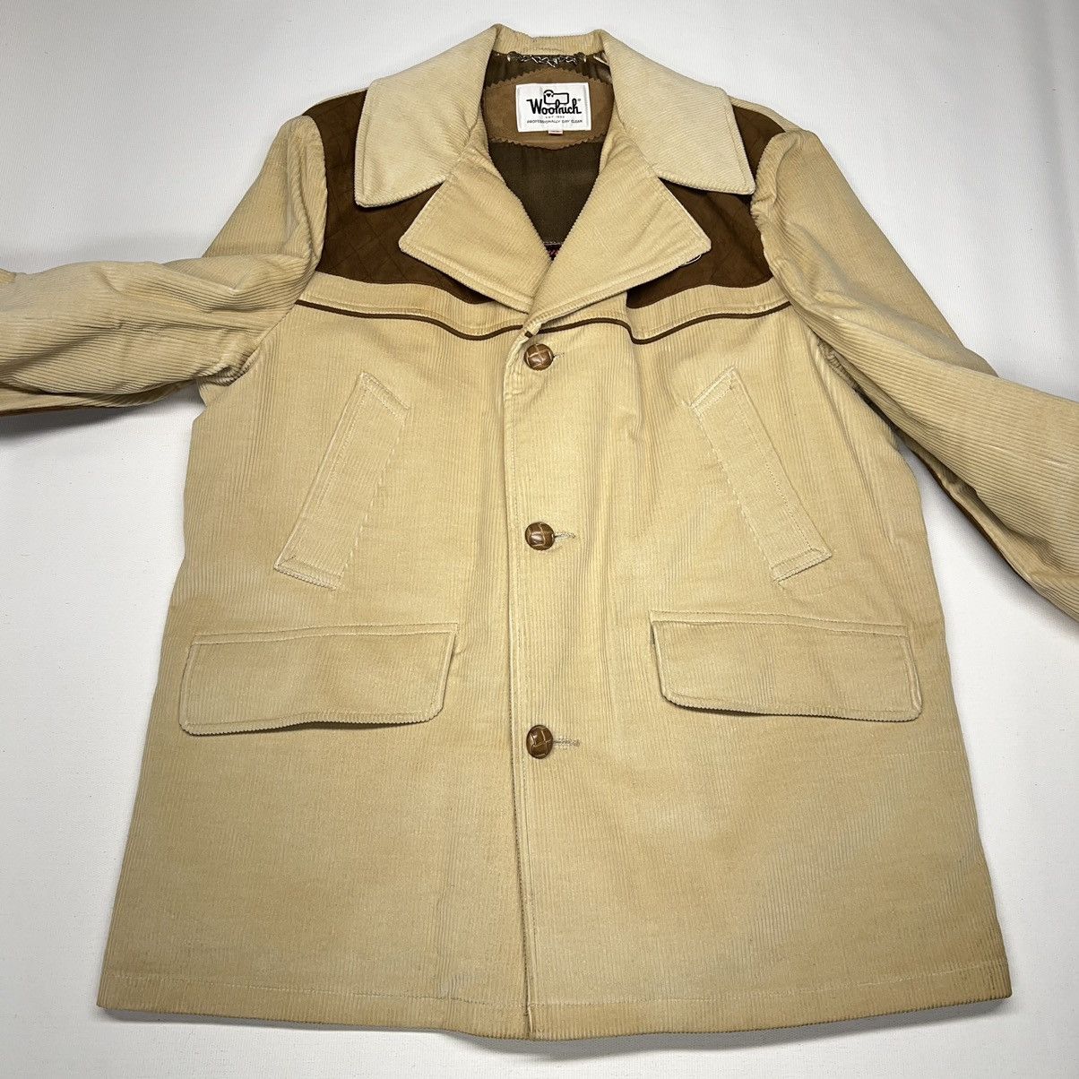Vintage × Woolrich Woolen Mills VTG Woolrich Jacket Coat Corduroy Wool Lined Plaid Beige Size US S / EU 44-46 / 1 - 3 Thumbnail