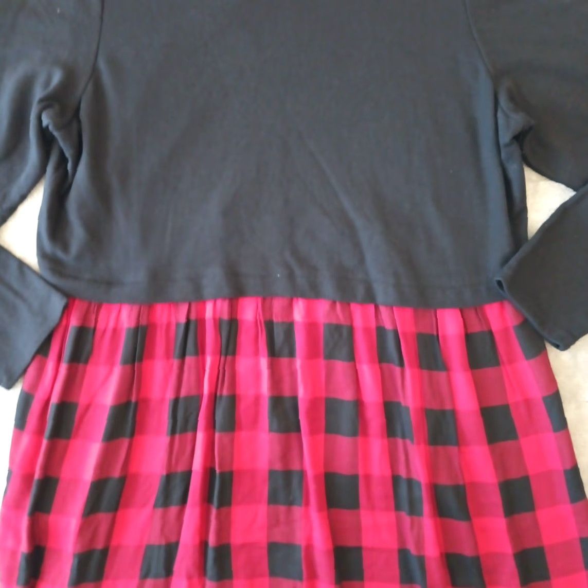 J. Jill J.Jill Dress Fit Flare XL Red Black Plaid Long Sleeve Pullover Pockets Size XL / US 12-14 / IT 48-50 - 3 Thumbnail