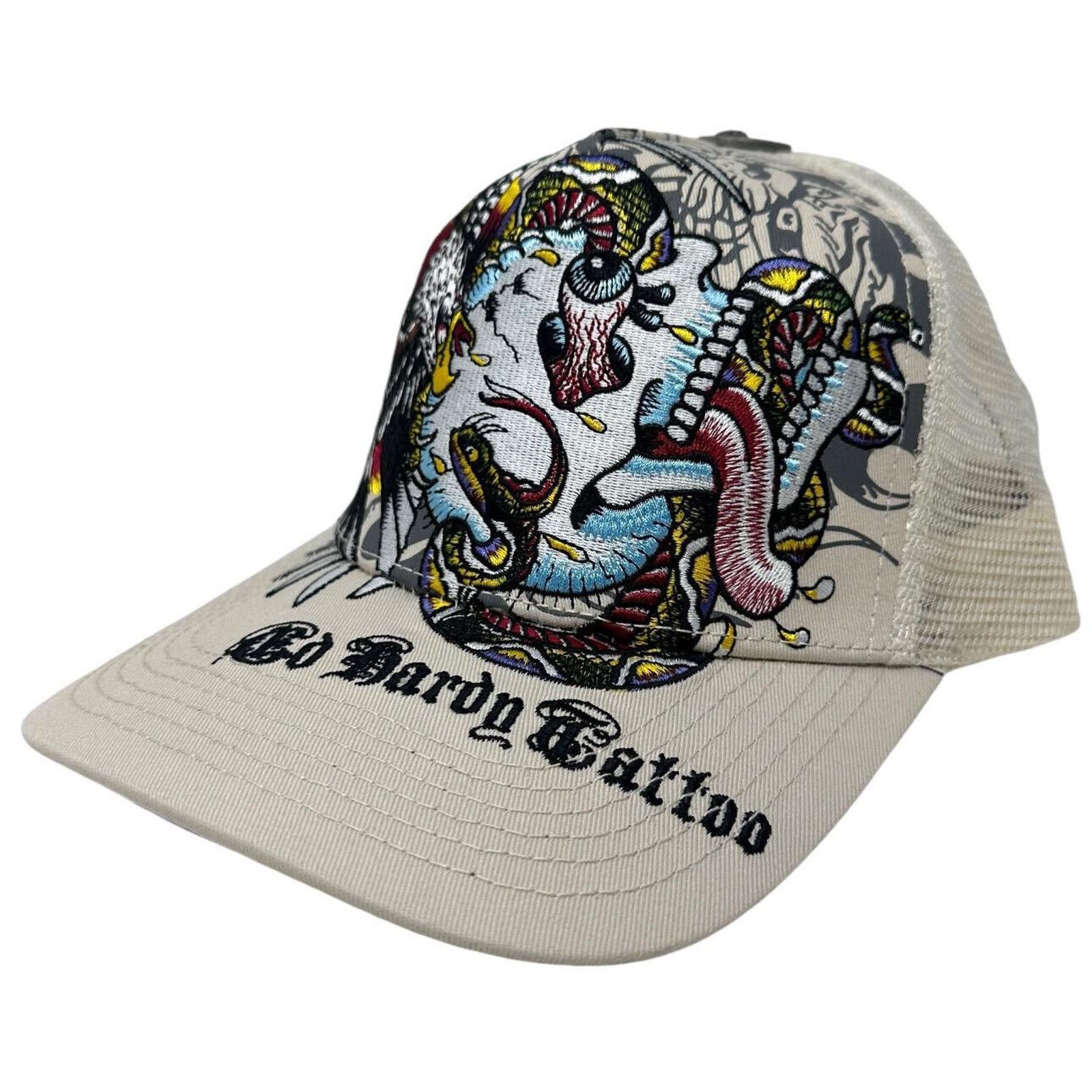 Ed Hardy Ed Hardy Trucker Hat Embroidered Tattoo Battle Skull Cap Size ONE SIZE - 3 Thumbnail