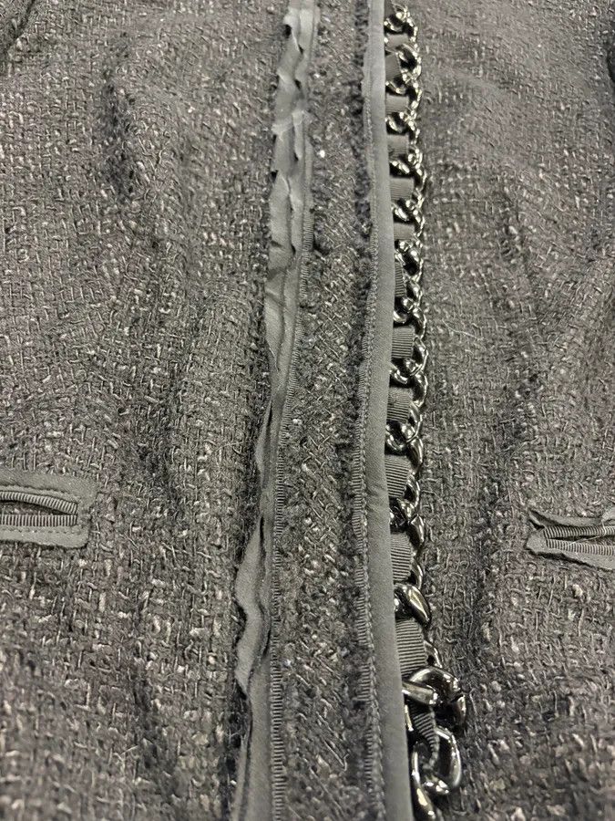Prada FW2008 Prada Black Bouclé Chain-Front Blazer Jacket Size S / US 4 / IT 40 - 8 Thumbnail