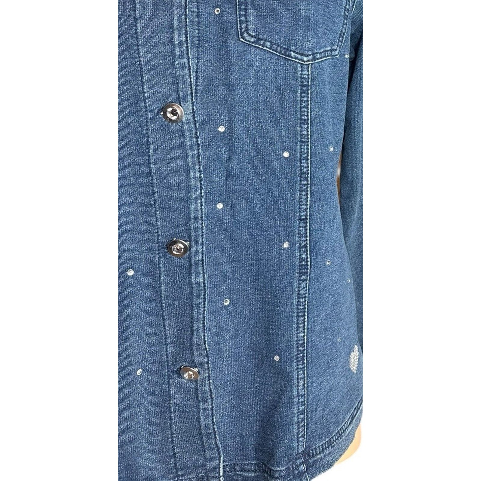 Other Quacker Factory Dream Jeannes Rhinestone Denim Jean Jacket M Size M / US 6-8 / IT 42-44 - 4 Thumbnail