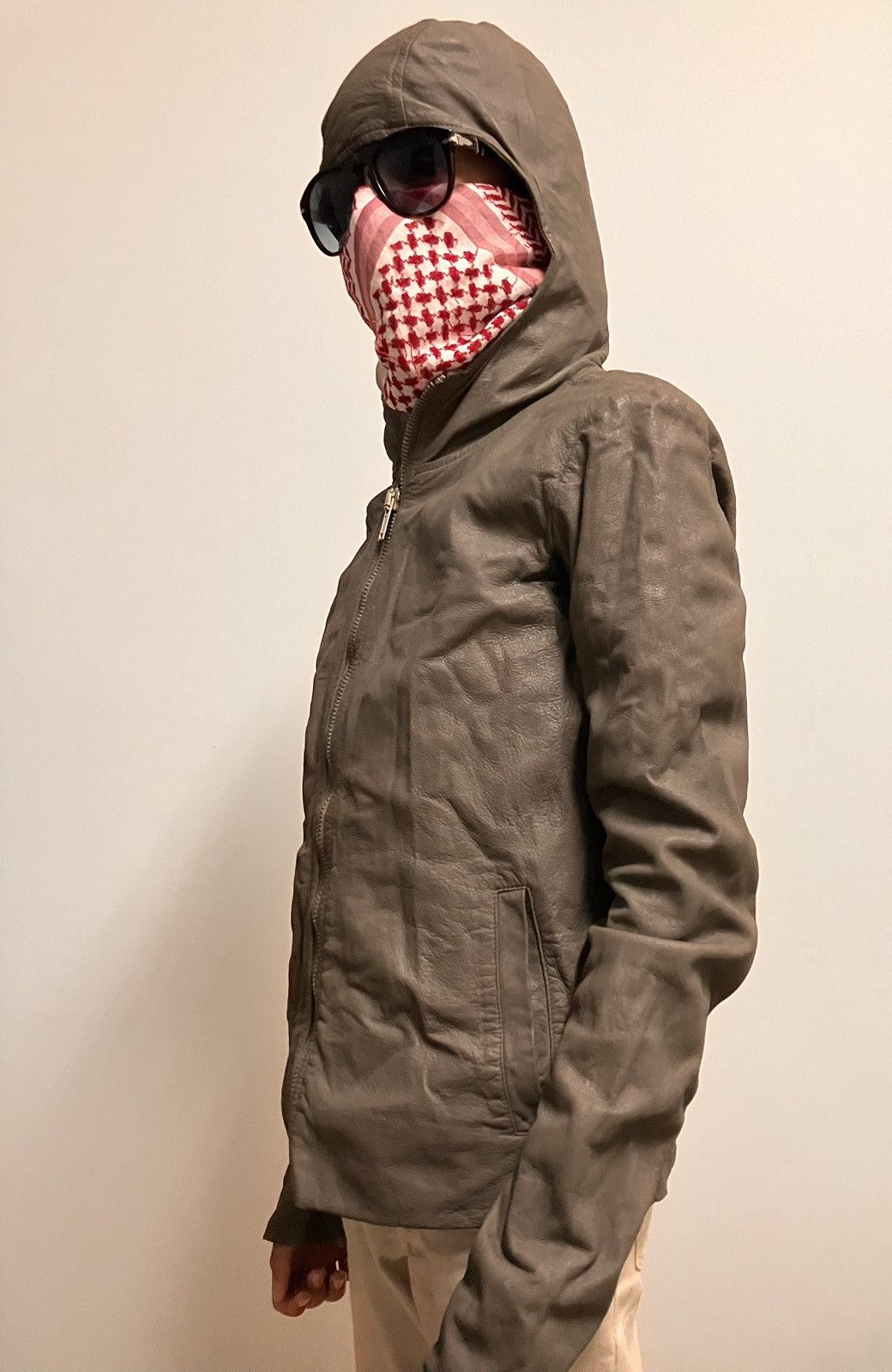 Rick Owens Dust leather Olmar+Mirta hoodie jacket Size US XS / EU 42 / 0 - 9 Thumbnail