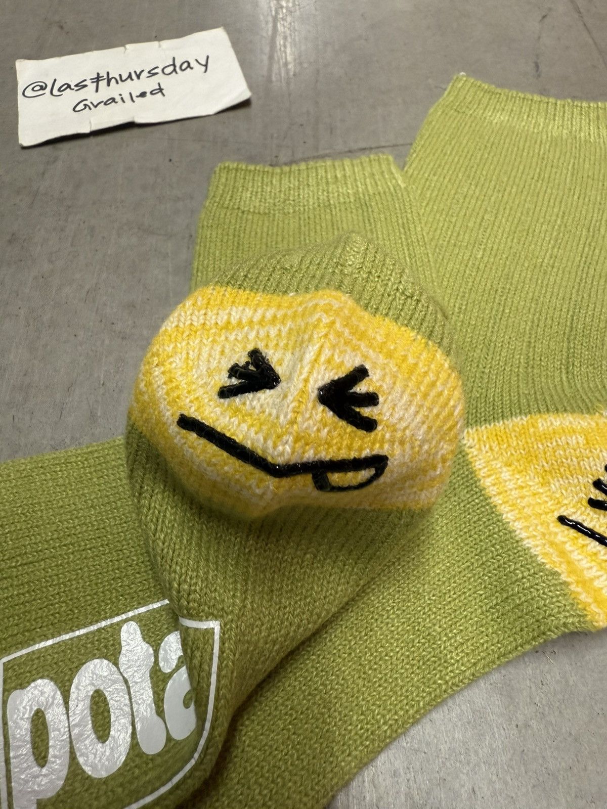 Imran Potato Imran Potato Happy Heel Knit Socks Green Size ONE SIZE - 2 Thumbnail