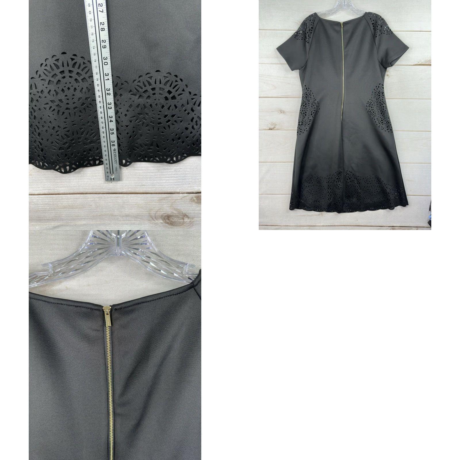 Elie Tahari Tahari Dress Womens 12 Sheath Round Neckline Zip Knit Polyester Blend Black Casual Formal Party/Cocktail 12 Womens Size XL / US 12-14 / IT 48-50 - 8 Thumbnail