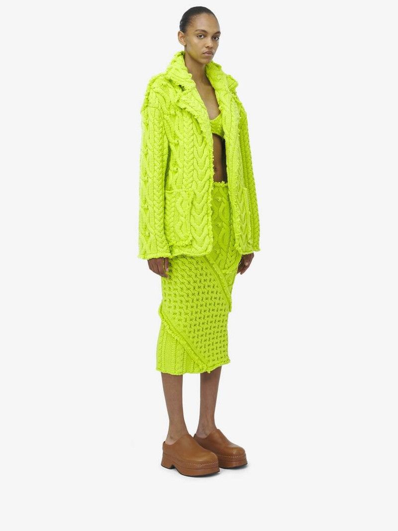 Alexander McQueen o1srvl11e0326 Oversized Cable Knit Cardigan in Yellow Size M / US 6-8 / IT 42-44 - 4 Thumbnail