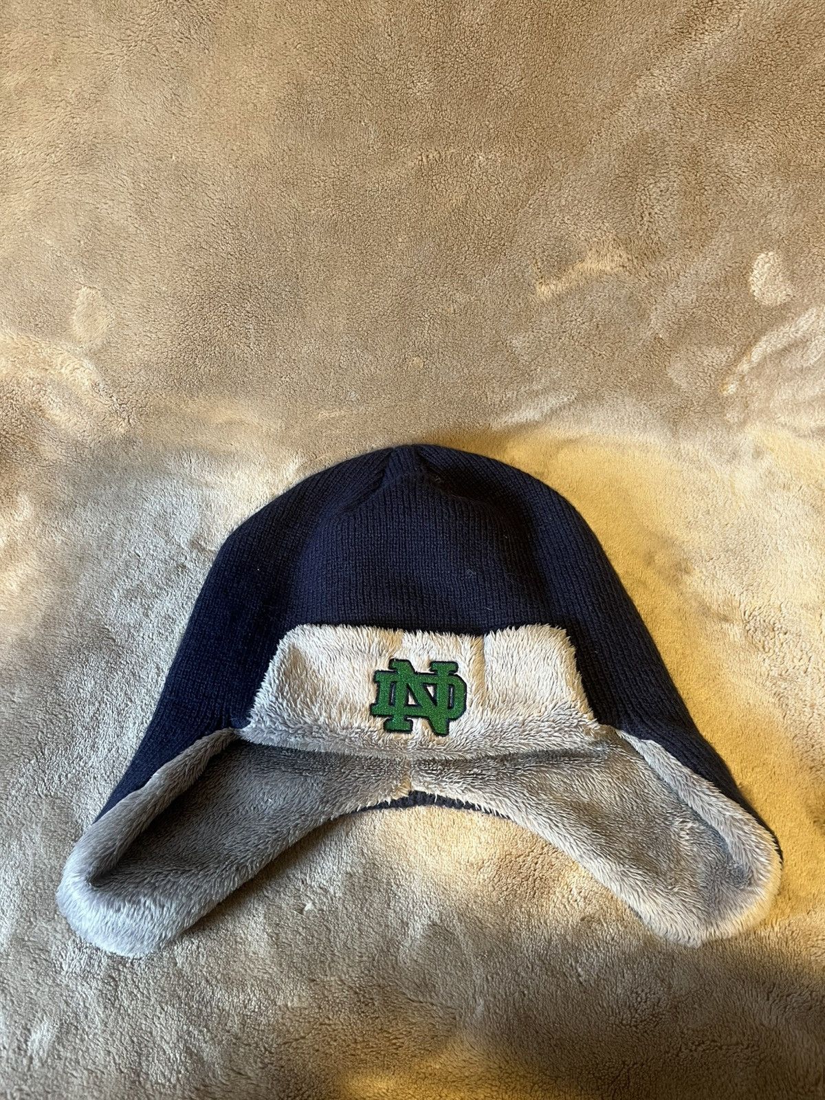 Under Armour Vintage Y2K Underarmor Notre Dame College Fur lined Cap Navy Size ONE SIZE - 2 Thumbnail