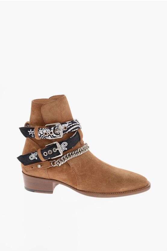 Amiri o1y0525 Leather Buckle Ankle Boots in Brown Size US 7 / EU 40 - 1 Thumbnail