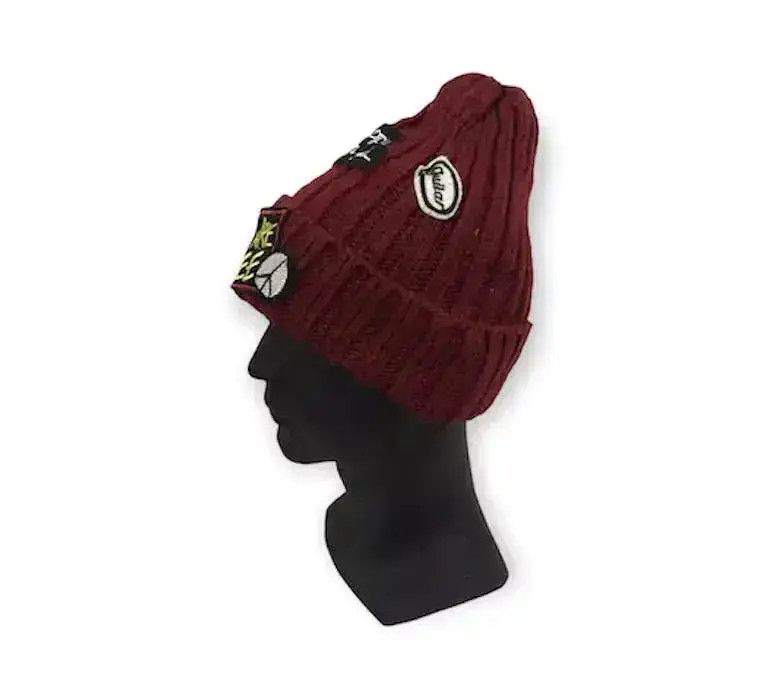 Vintage Japanese Brand Patches Knit Beanie Hat Size ONE SIZE - 2 Thumbnail
