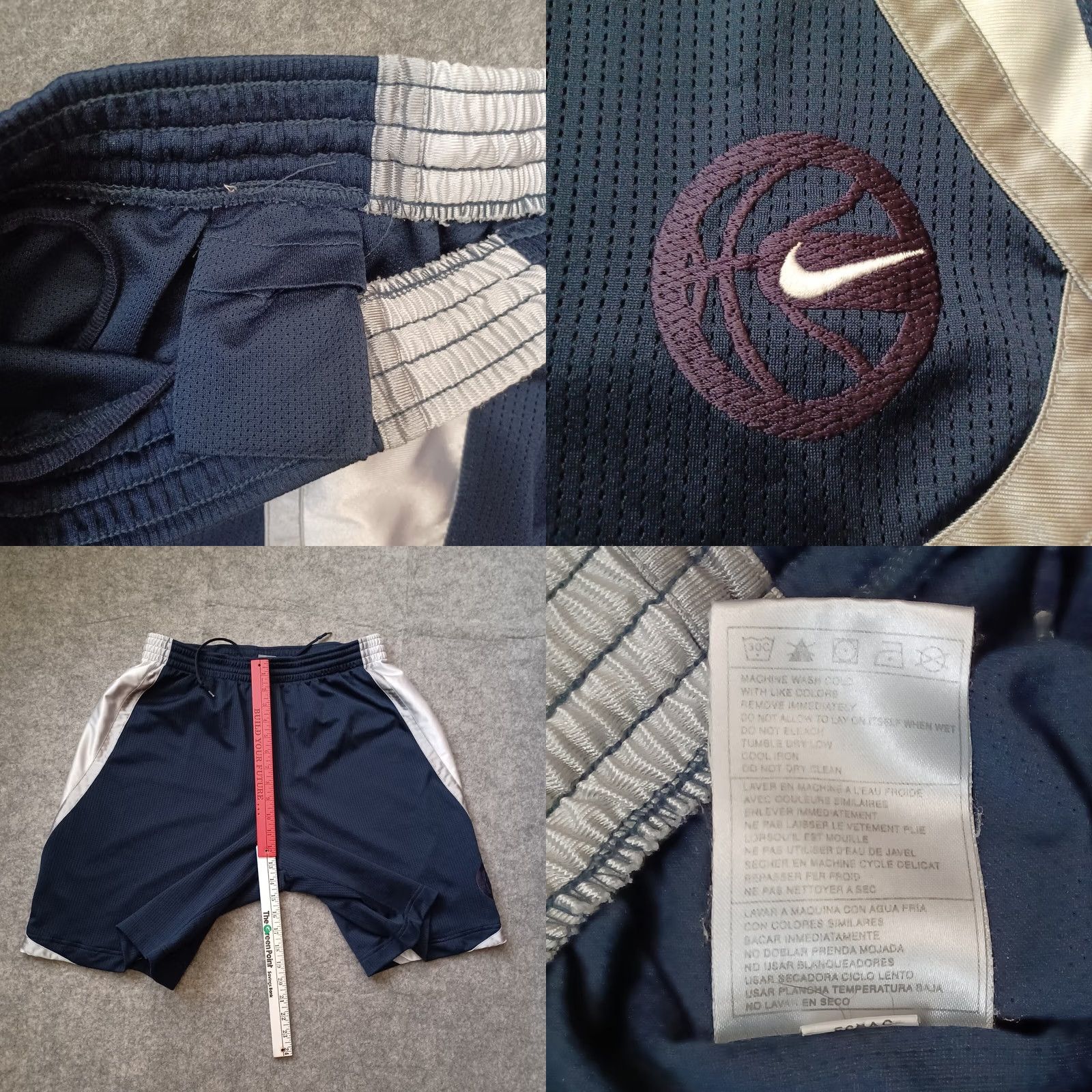Nike VINTAGE Nike Mens Shorts XL Blue Gray Logo Satin Athletic Basketball Y2K Size US 36 / EU 52 - 8 Thumbnail
