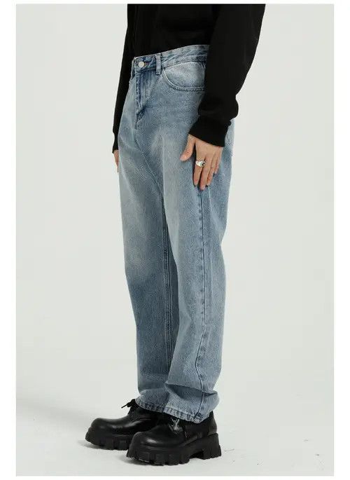 Other Men's loose simple washed jeans Size US 33 - 3 Thumbnail