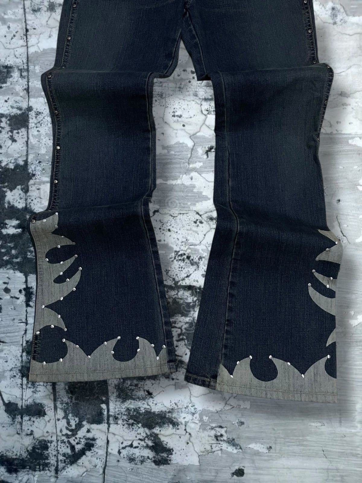 Tornado Mart Vintage 1990s Japan Designer Oririn Flared Art Obelisk Denim Size US 26 / EU 42 - 3 Thumbnail