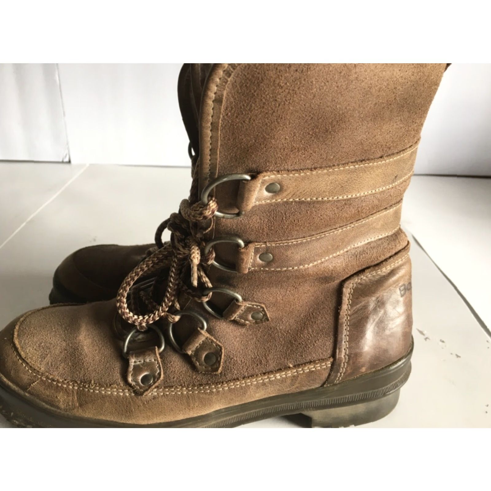 Vintage Bos & Co Boots 39 Lace Up Zip Leather Wool Lined Brown Mitchell Women Mid-Calf Block Heel US 9 EU 39 Vintage No Size US 9 / IT 39 - 5 Thumbnail