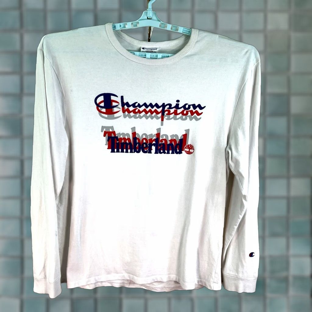 Champion VINTAGE Champion Long Sleeve Crew Neck Shirt Mens XL White Cotton Logo All Seasons Size US XL / EU 56 / 4 - 1 Thumbnail