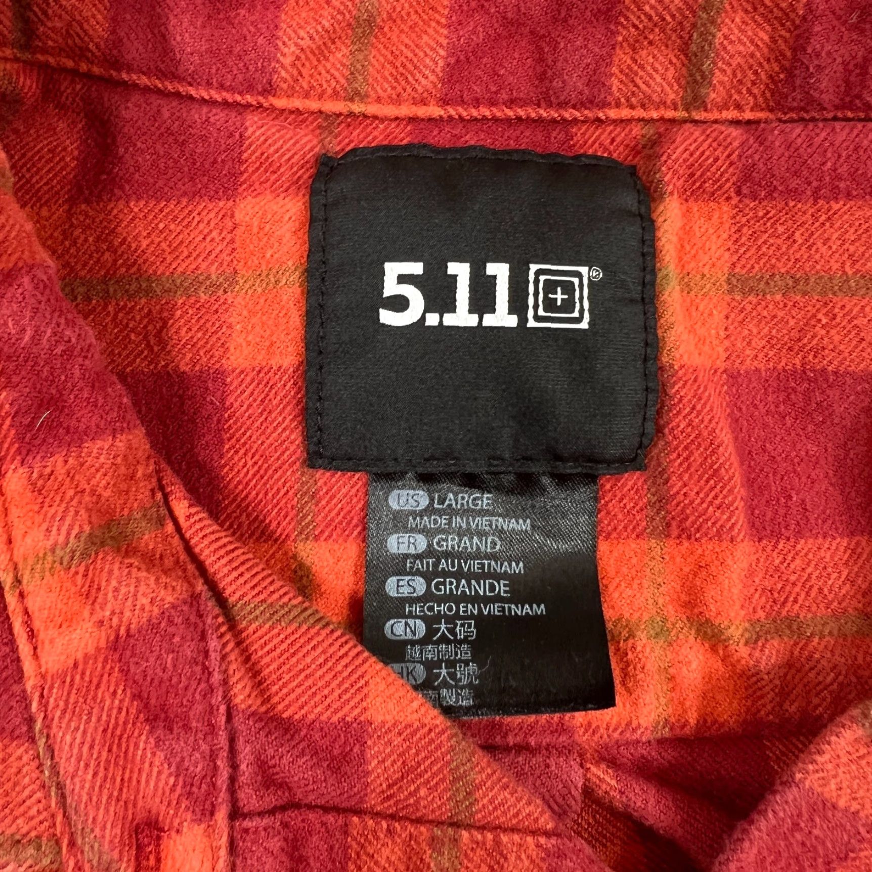 Vintage 511 Tactical Shirt Womens L Flannel Orange Plaid Button Up Down Long Sleeve Size L / US 10 / IT 46 - 5 Thumbnail
