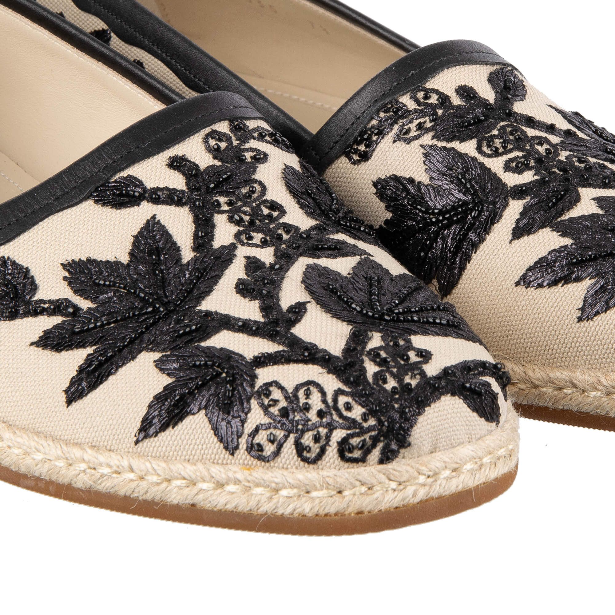 Dolce & Gabbana o1y0125 Embroidered Espadrilles in Beige/Black Size US 6 / EU 39 - 4 Thumbnail