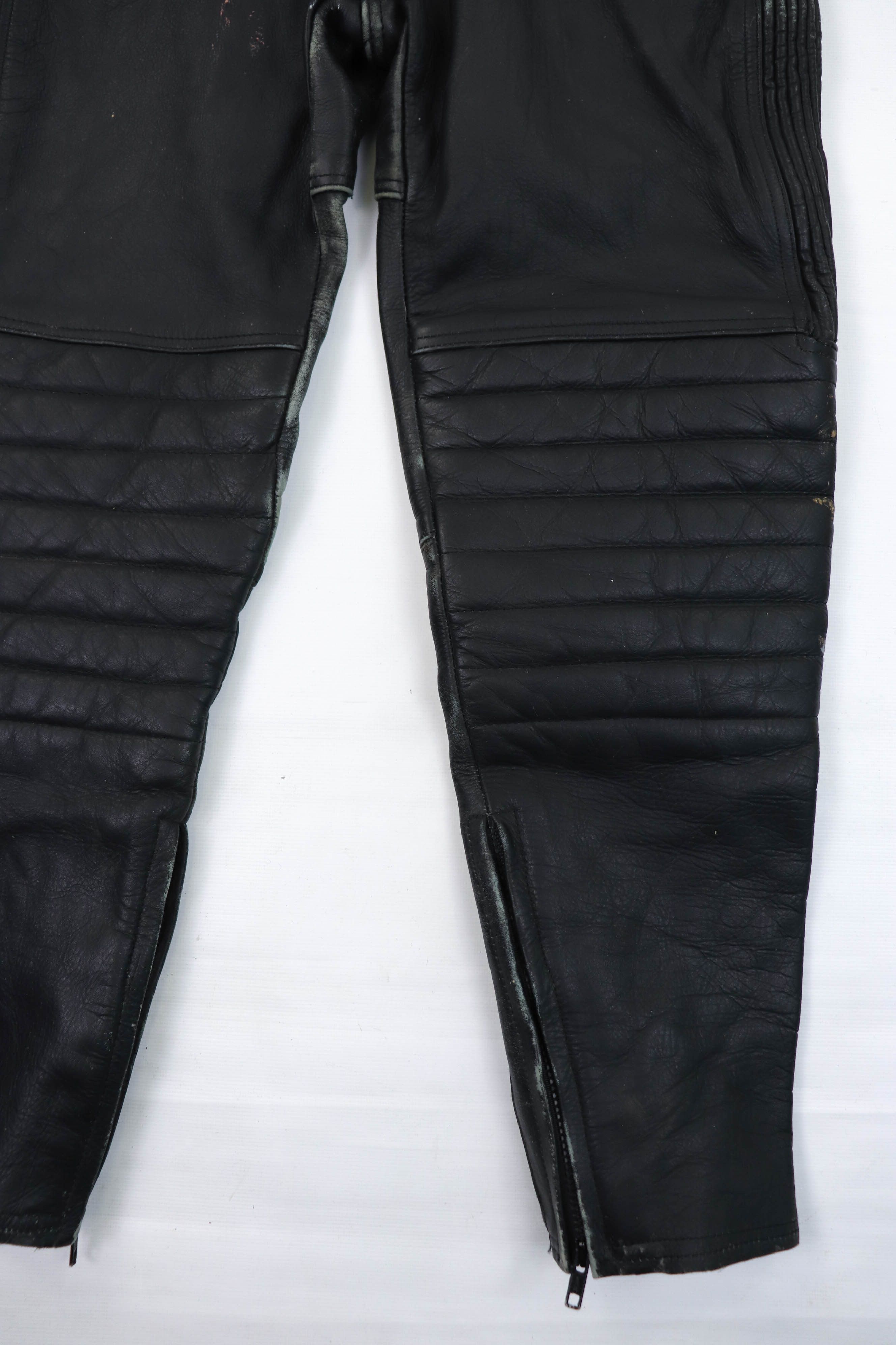 Genuine Leather Vintage EUROStyle Leather Distressed Biker Bib Overall Pants Size 27" / US 4 / IT 40 - 5 Thumbnail