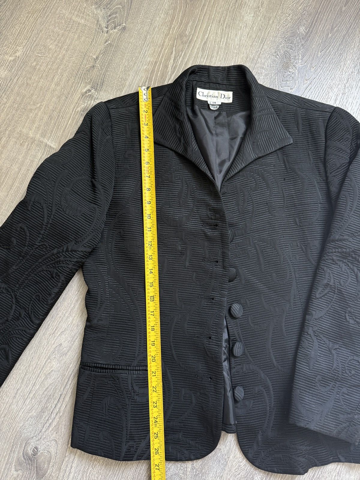 Christian Dior Monsieur Christian Dior Vintage Floral Textured Black Blazer 🔥 Size 42S - 6 Thumbnail