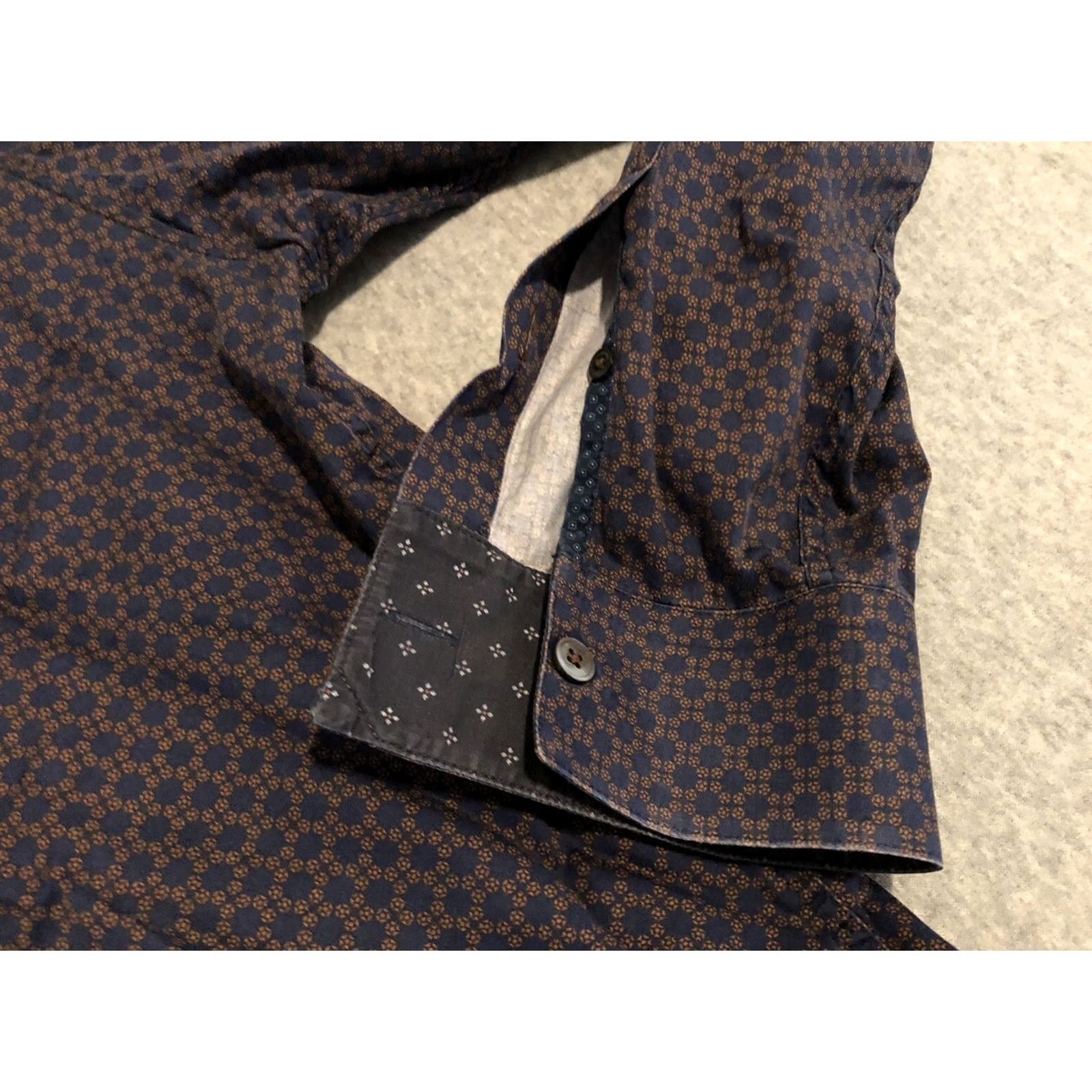 Ted Baker Ted Baker London Long Sleeve Shirt Mens Size 6 Geometric Purple 100% Cotton Button-Up Regular Adult Mens Size US S / EU 44-46 / 1 - 2 Thumbnail